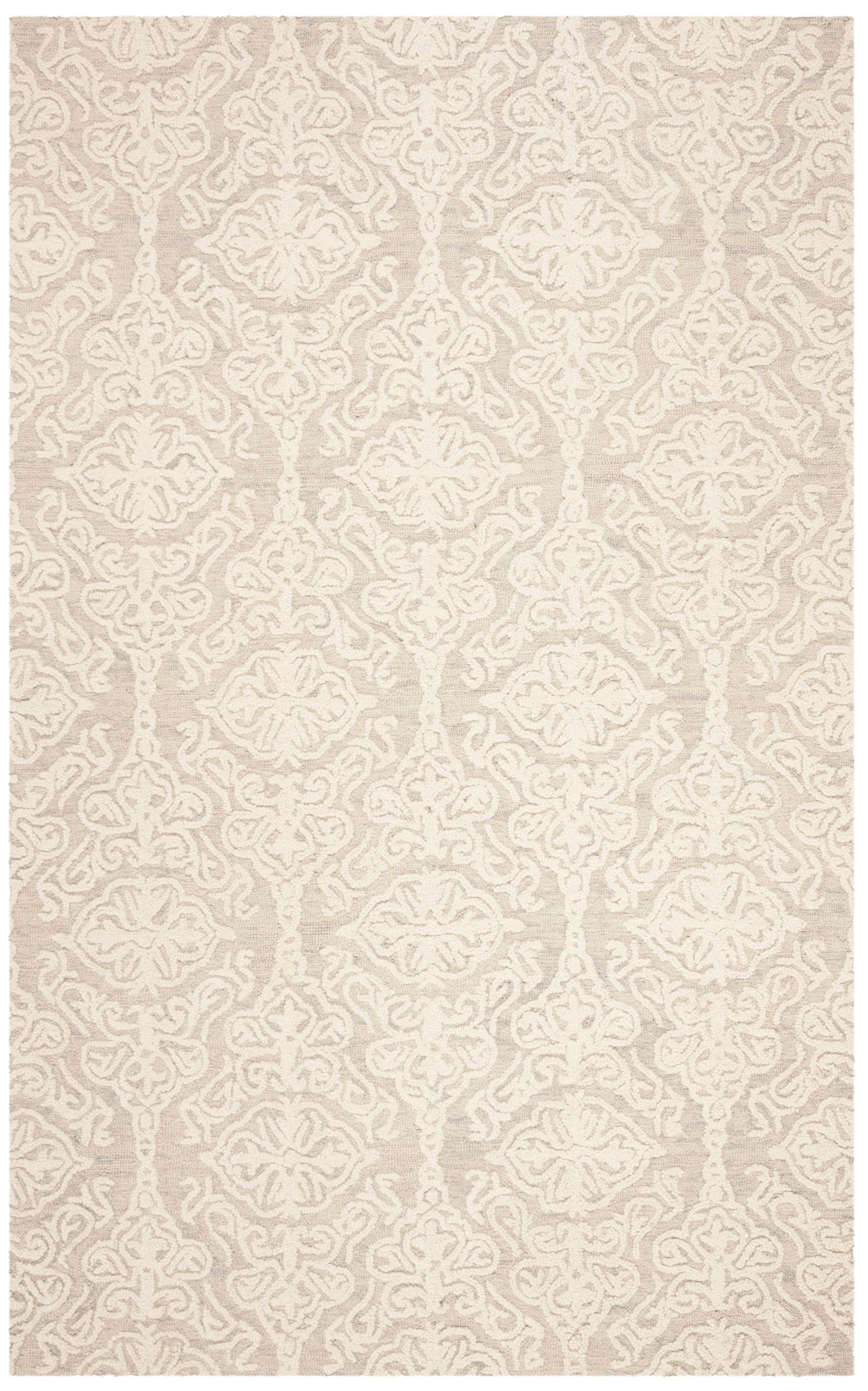 Safavieh BLM112G-5 Blossom Mahalia 5 x 8 (ft) Tufted Wool Silver/Ivory Rectangular Indoor Geometric Farmhouse/Cottage Area rug