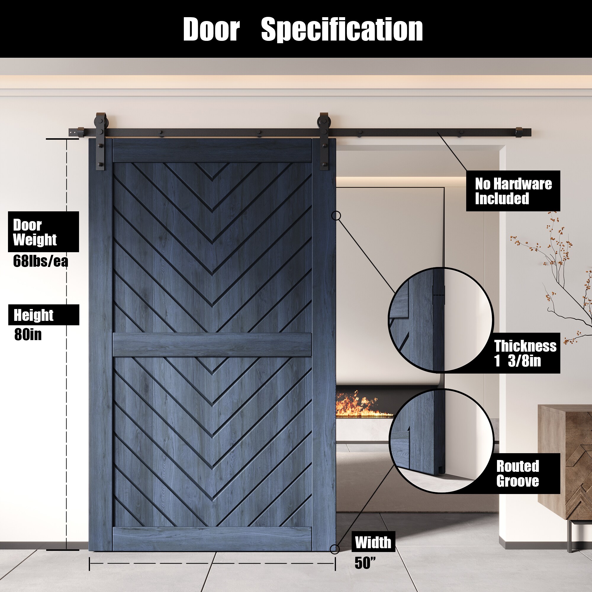 HOMACER JT3-5080-NA Barn-Doors - View #2
