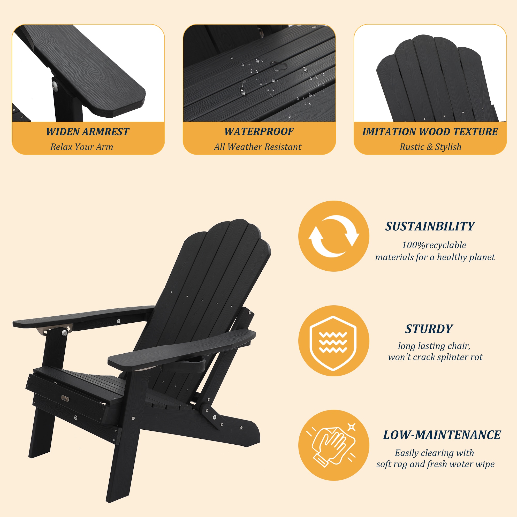 Clihome CL-ZD16-BL Patio-Chairs - View #6