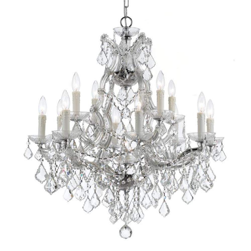 Crystorama 4412-CH-CL-MWP Maria Theresa 13-Light Polished Chrome Traditional Crystal Chandelier