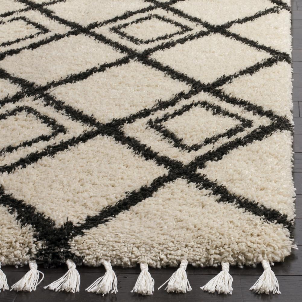 Luxurious Gray Spot Shag Wool Area Rug, Hand-Knotted, 4' x 6'