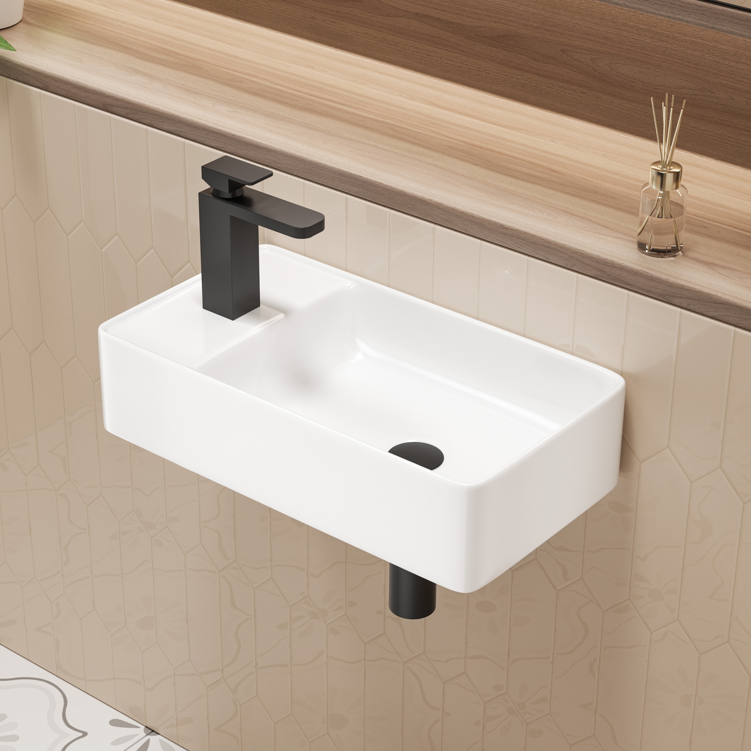 Eridanus Turner Crisp White Wall-mount Rectangular Modern Bathroom 