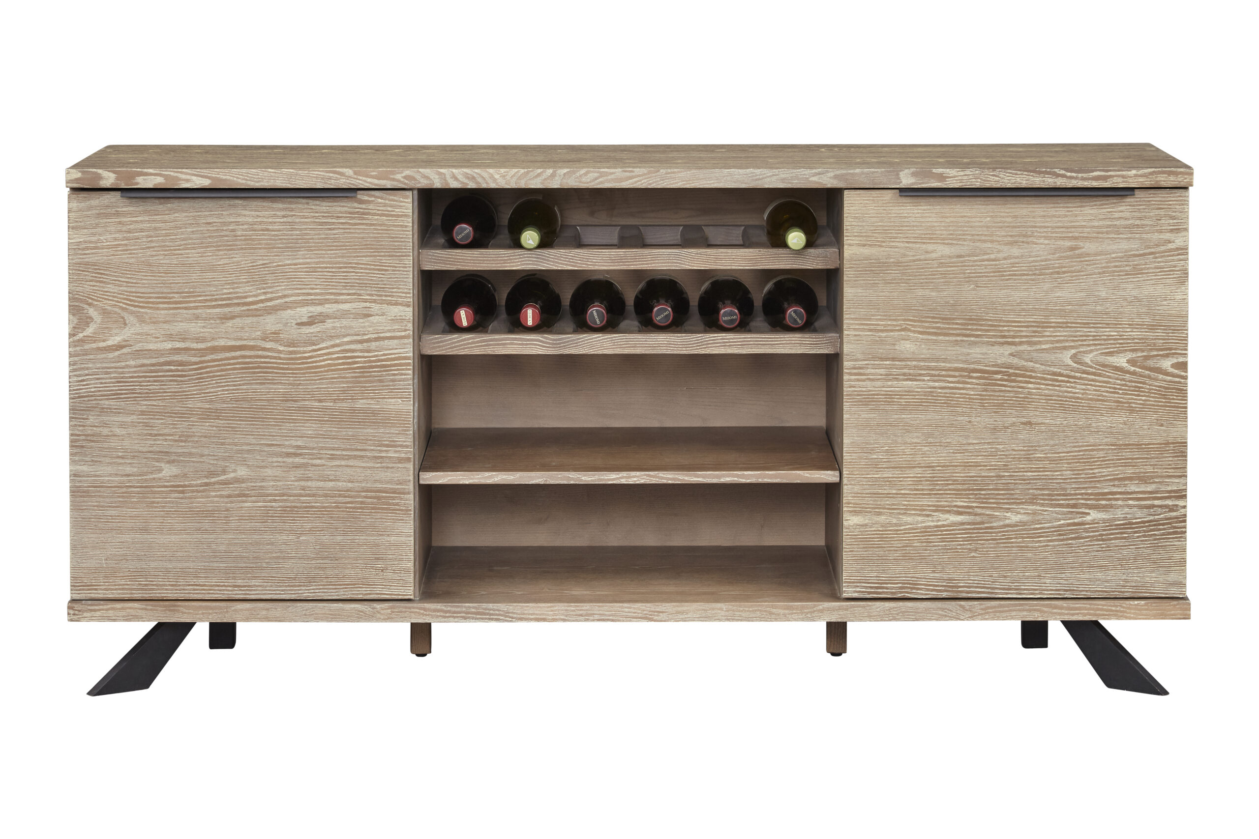 Unique Furniture LW-40372960 Contemporary/Modern Light Ash Grey Steel Sideboard with Wine Storage