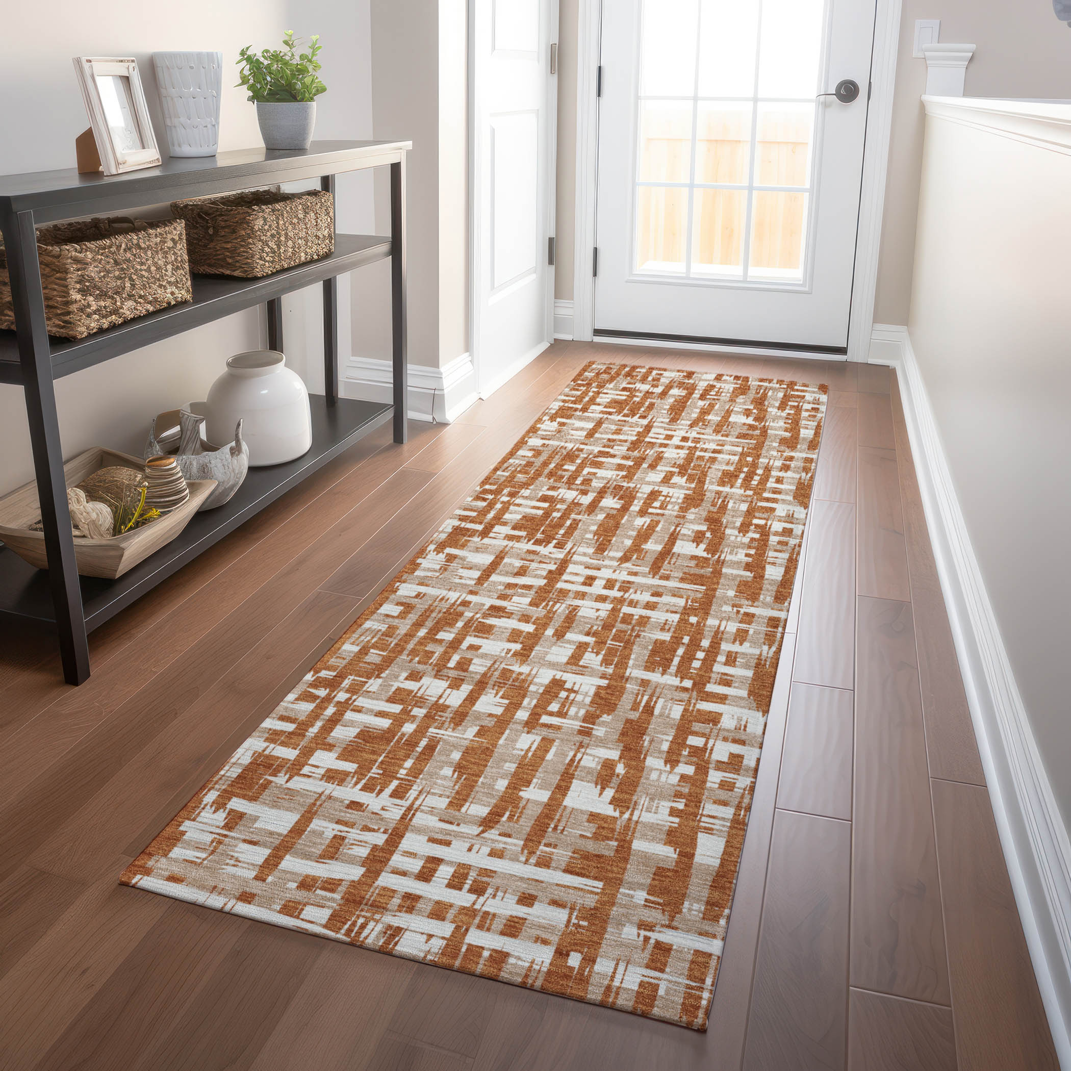 Addison Rugs ACN1059TR2X8 Chantille ACN1059TR 2 x 7 (ft) Polyester Terracotta Rectangular Indoor/Outdoor Geometric Machine washable Runner rug