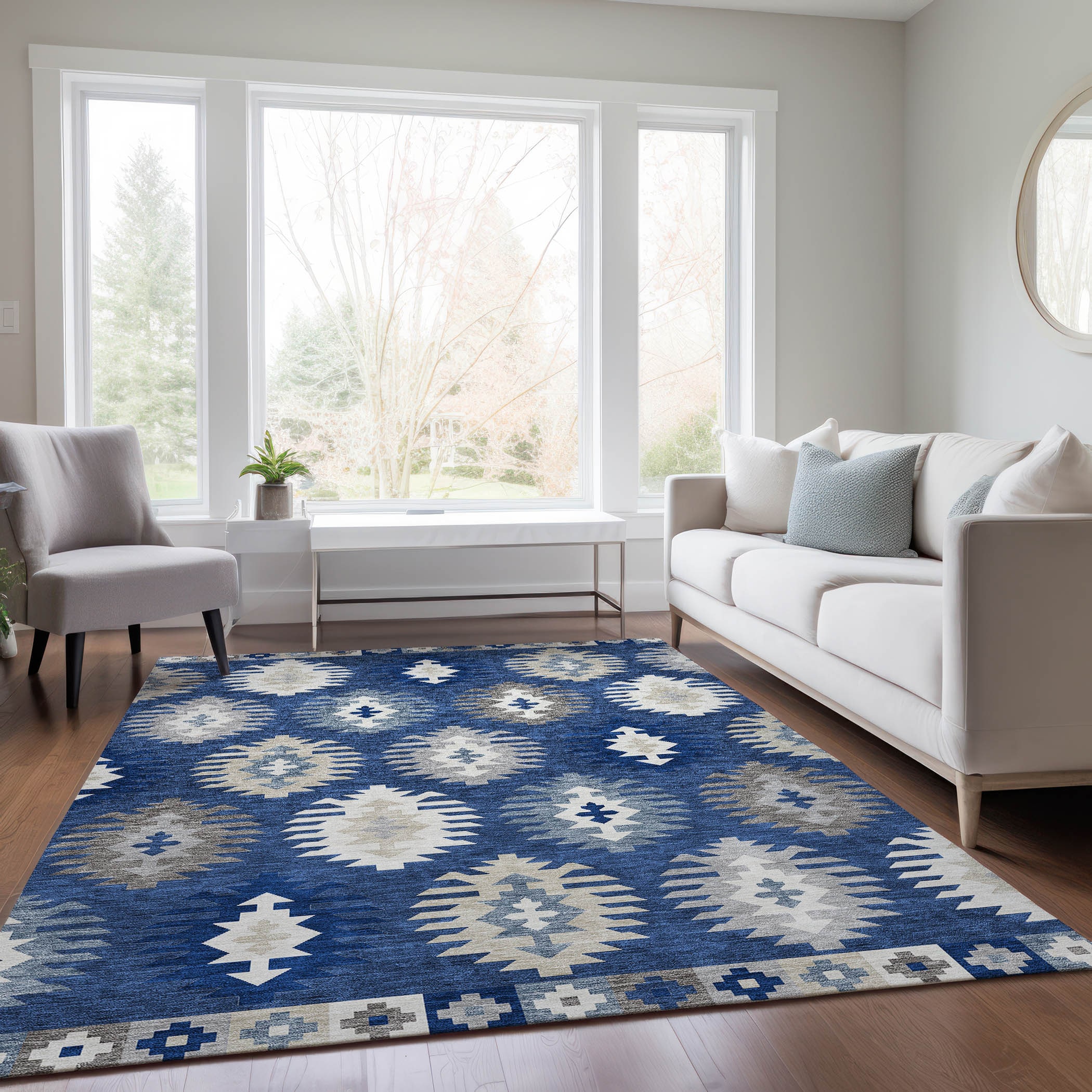 Addison Rugs ACN983NA5X8 Chantille ACN983NA 5 x 7 (ft) Loomed Polyester Navy Rectangular Indoor/Outdoor Machine washable Area rug