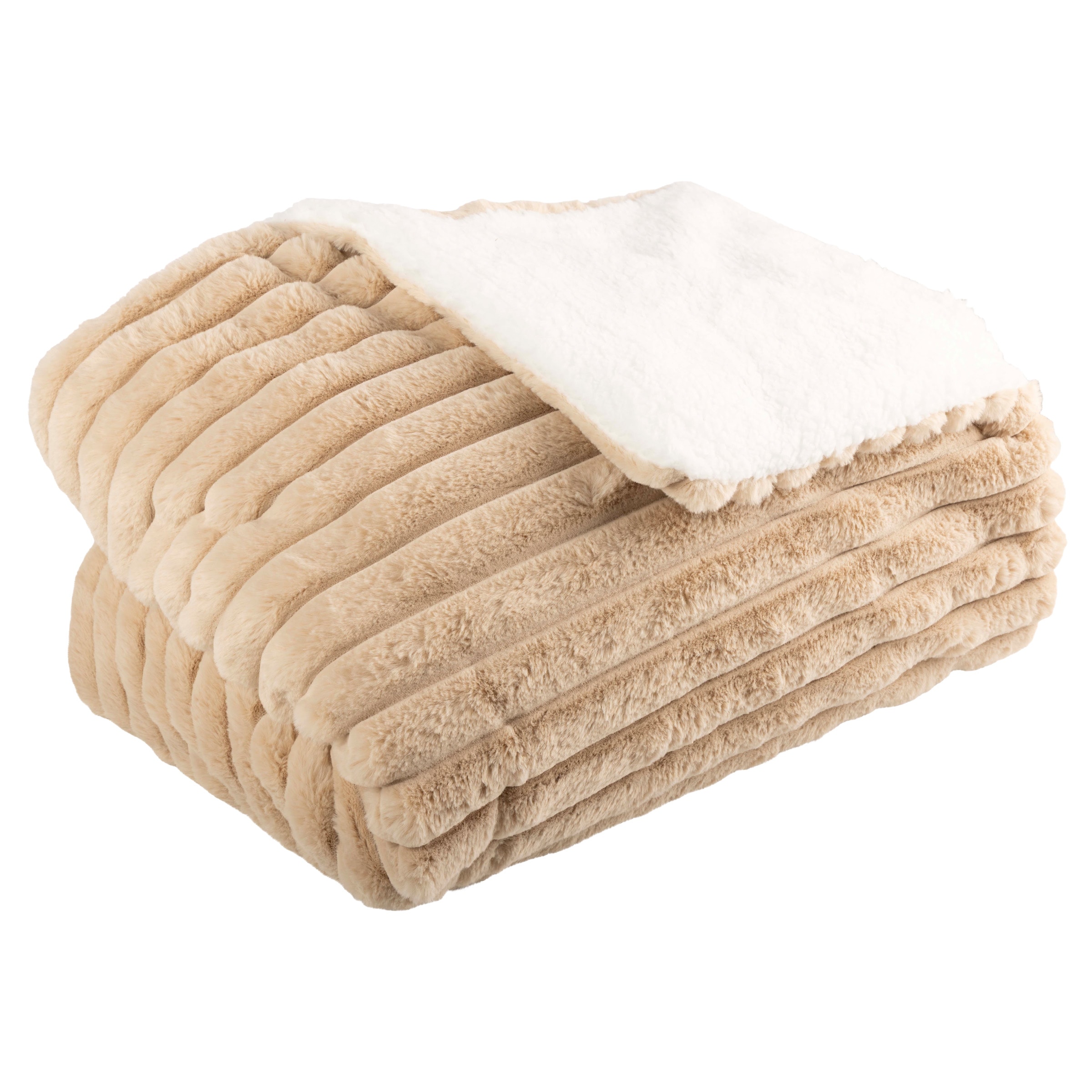 Lavish Home 66-THROW057-T Faux Fur Throw Blanket Taupe 60-in x 70-in Polyester Throw