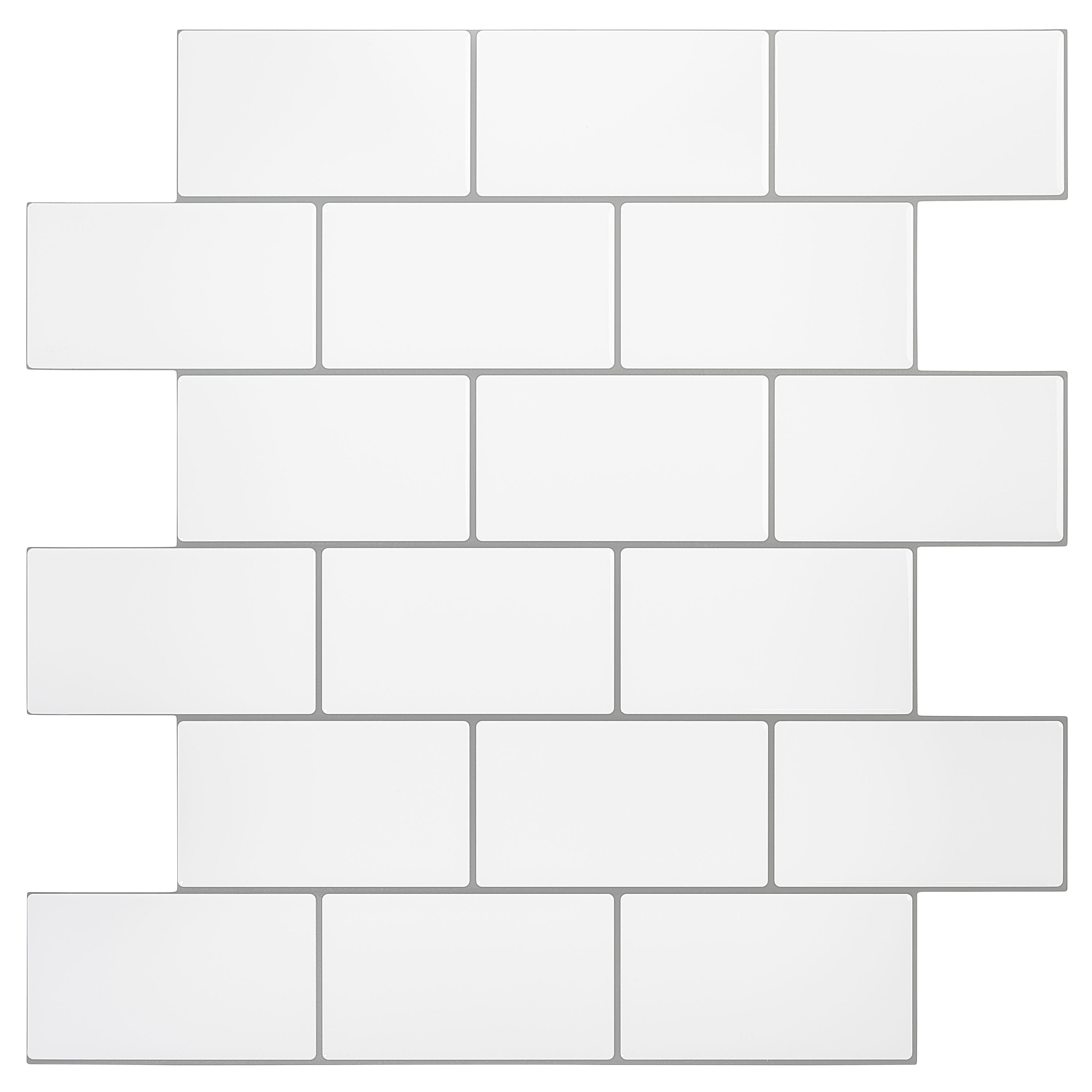 12 in. x 12 in. White Vinyl Subway Peel and Stick Decorative Wall Tile