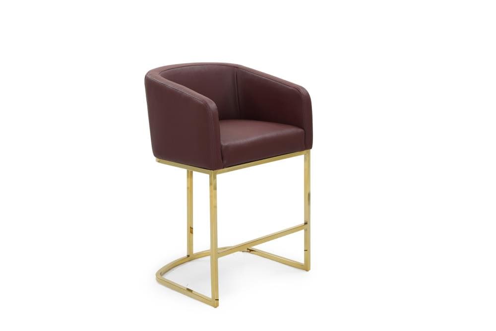 Chic Home Design FCS9469-LW Tess Wine Small Upholstered Wood Bar Stool with Arms & Back