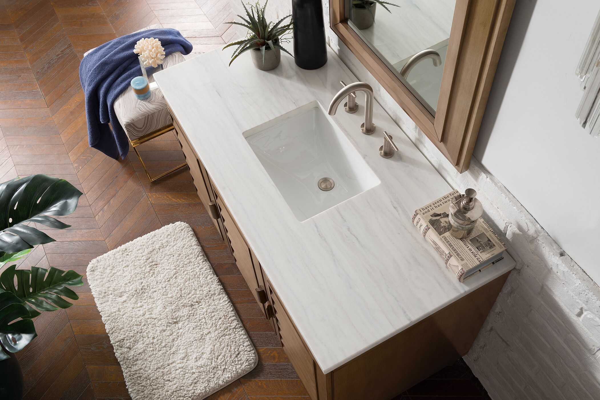 Portland 48″ Single Bathroom Vanity In Whitewashed Walnut
