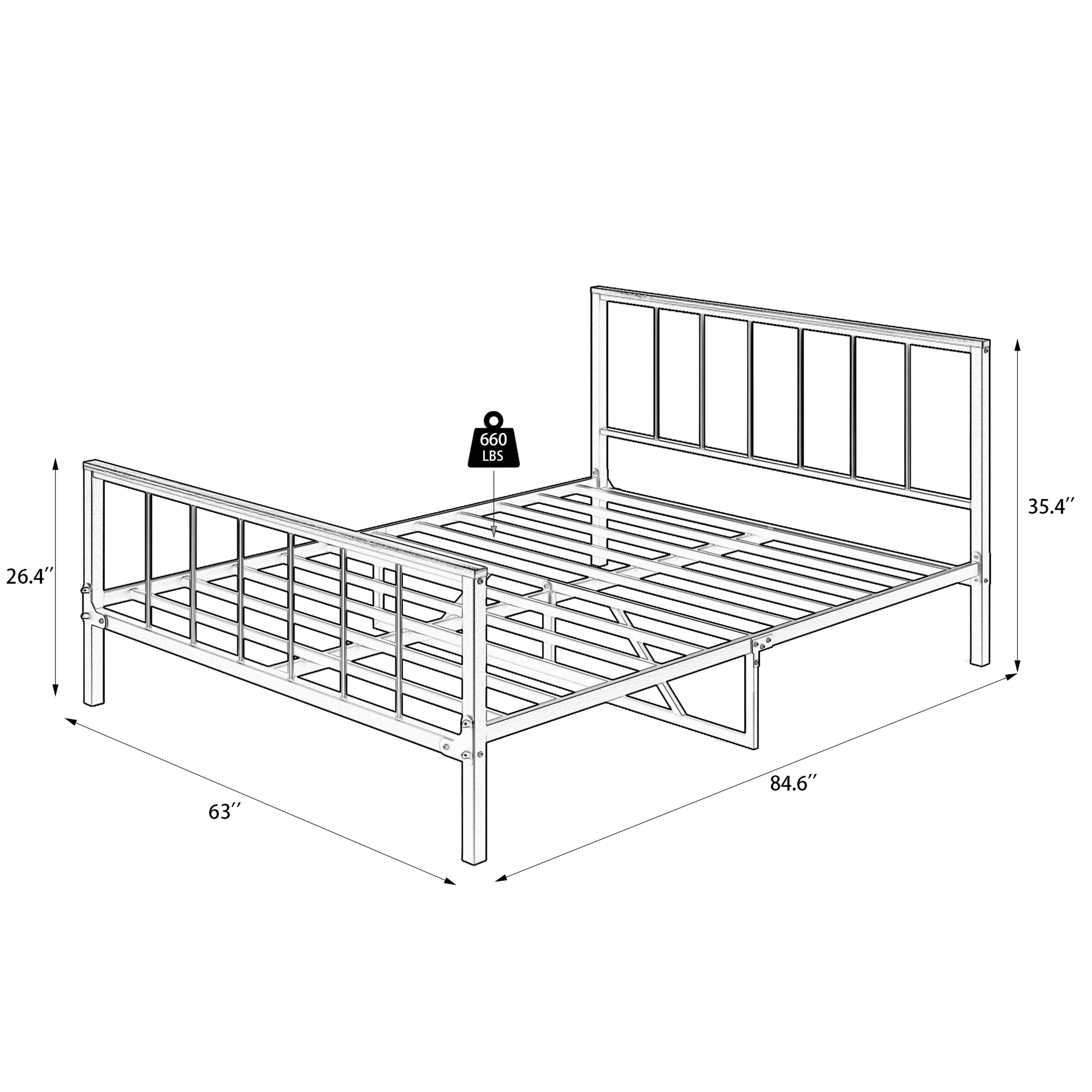 Gaierptone Contemporary Queen Bed Frame in Black Metal - Industrial ...