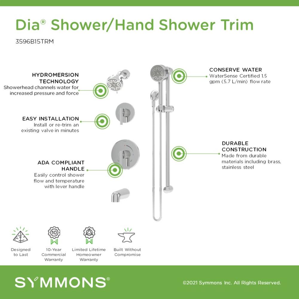 Symmons 3596B15TRM Tub-Shower-Faucets - View #3