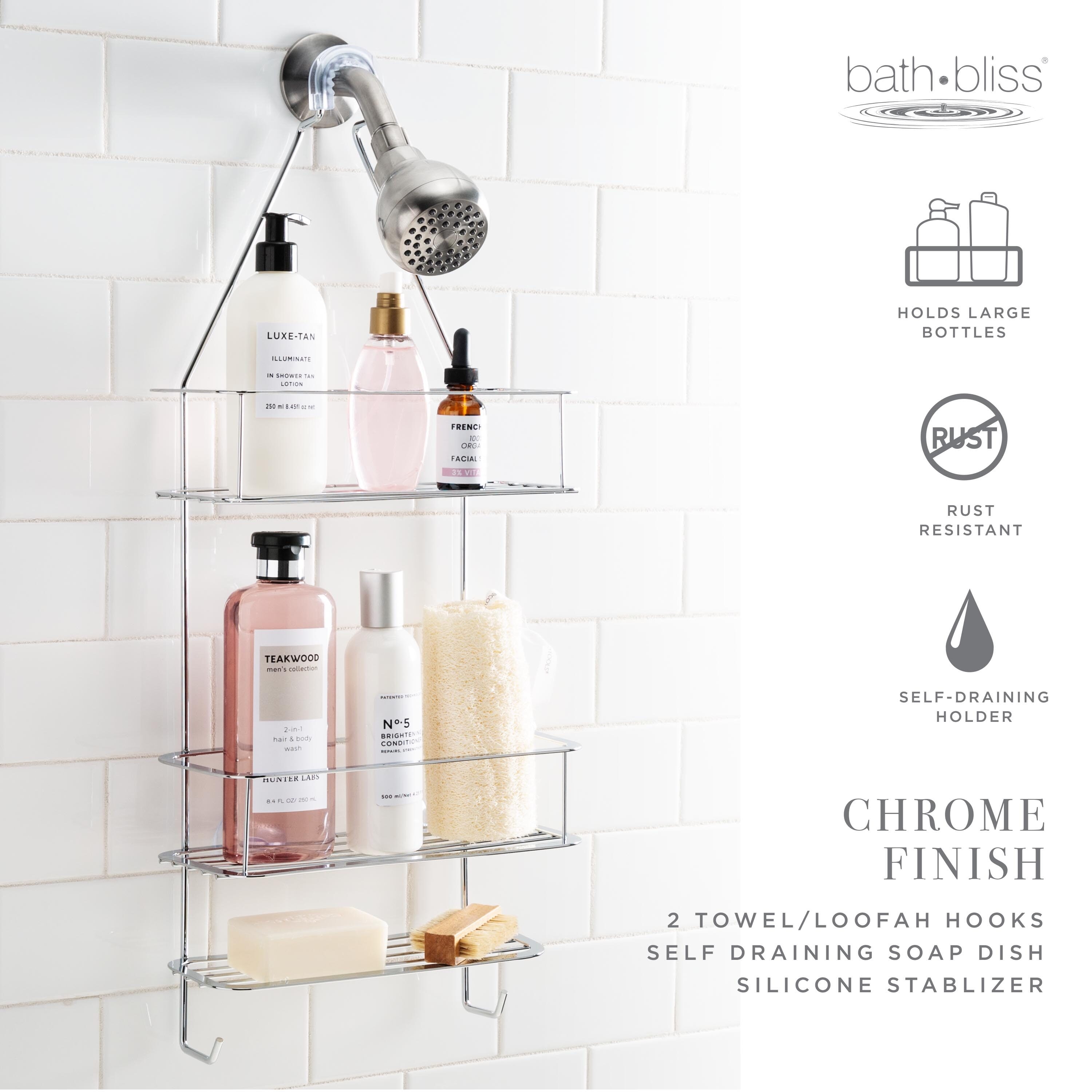 Bath Bliss Chrome Steel 3-Shelf Hanging Shower Caddy 4.72-in x 10.75-in x  25.59-in in the Bathtub & Shower Caddies department at