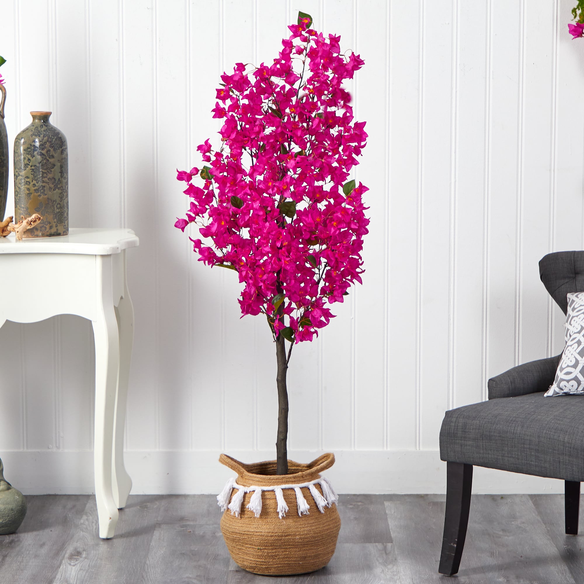 Nearly Natural 60 In Pink Indoor Bougainvillea Artificial Tree In The Artificial Plants 4034