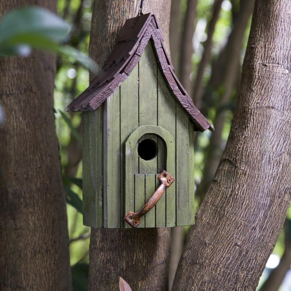 Glitzhome 11.61-in H Green Wood Variety Decorative Bird House in the ...