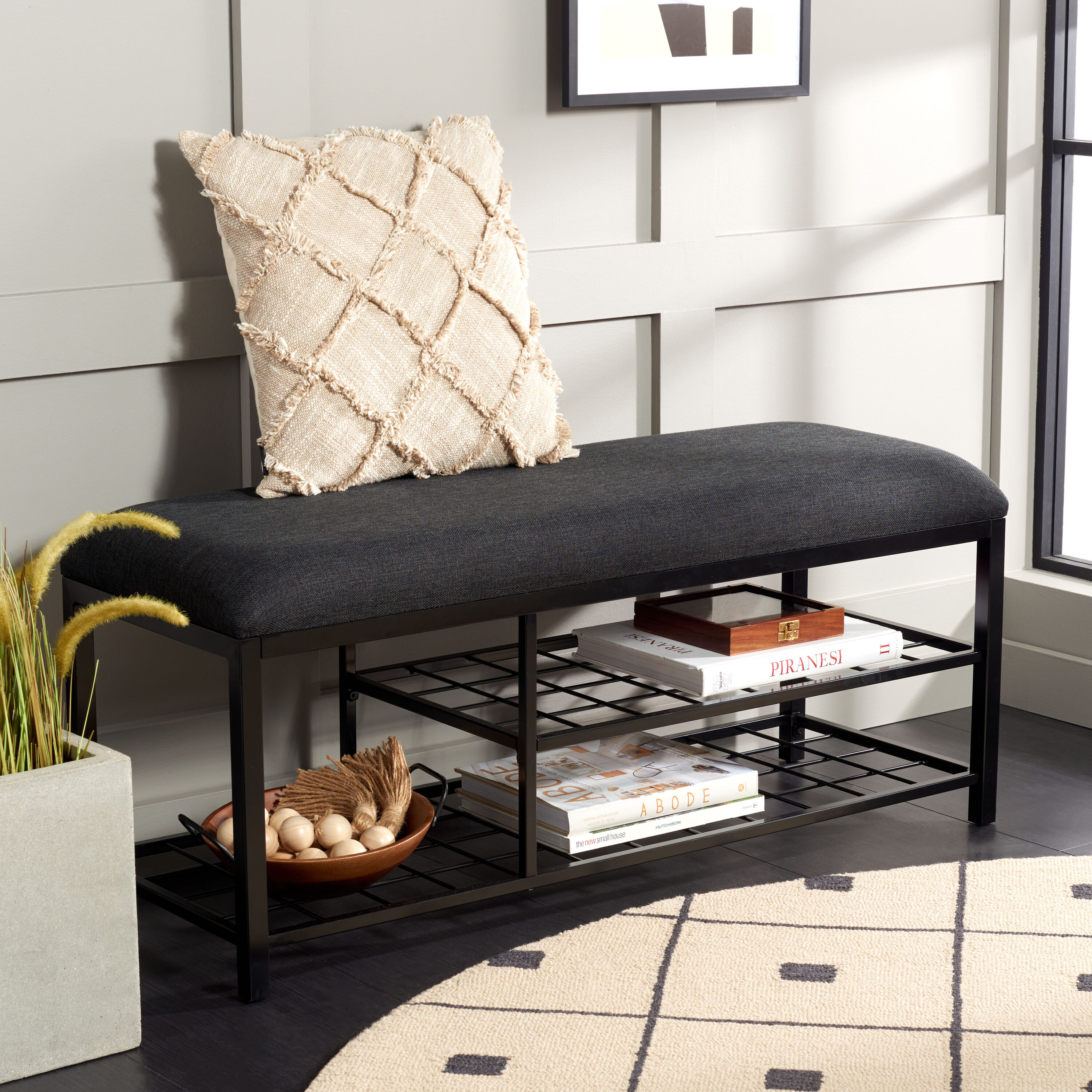 Safavieh BCH5003A Modern Black Storage Bench with Storage 42-in x 15-in x 18-in
