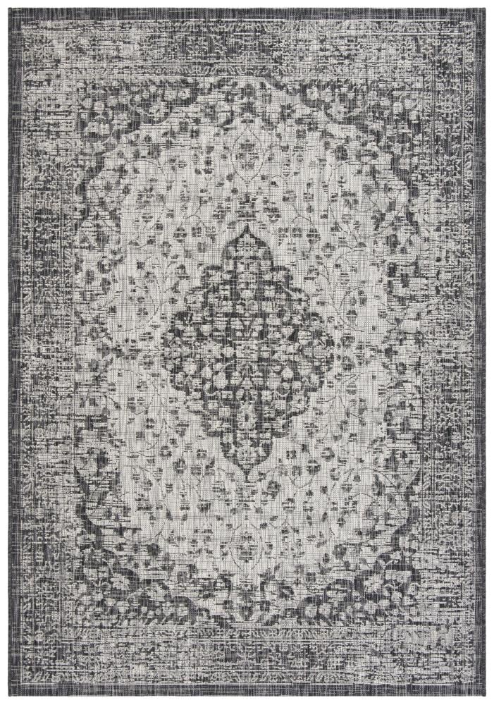Safavieh CY8720-37612-9 Courtyard Tomo 9 x 12 (ft) Loomed Polypropylene Black/Gray Rectangular Indoor/Outdoor Distressed/Overdyed Coastal Area rug