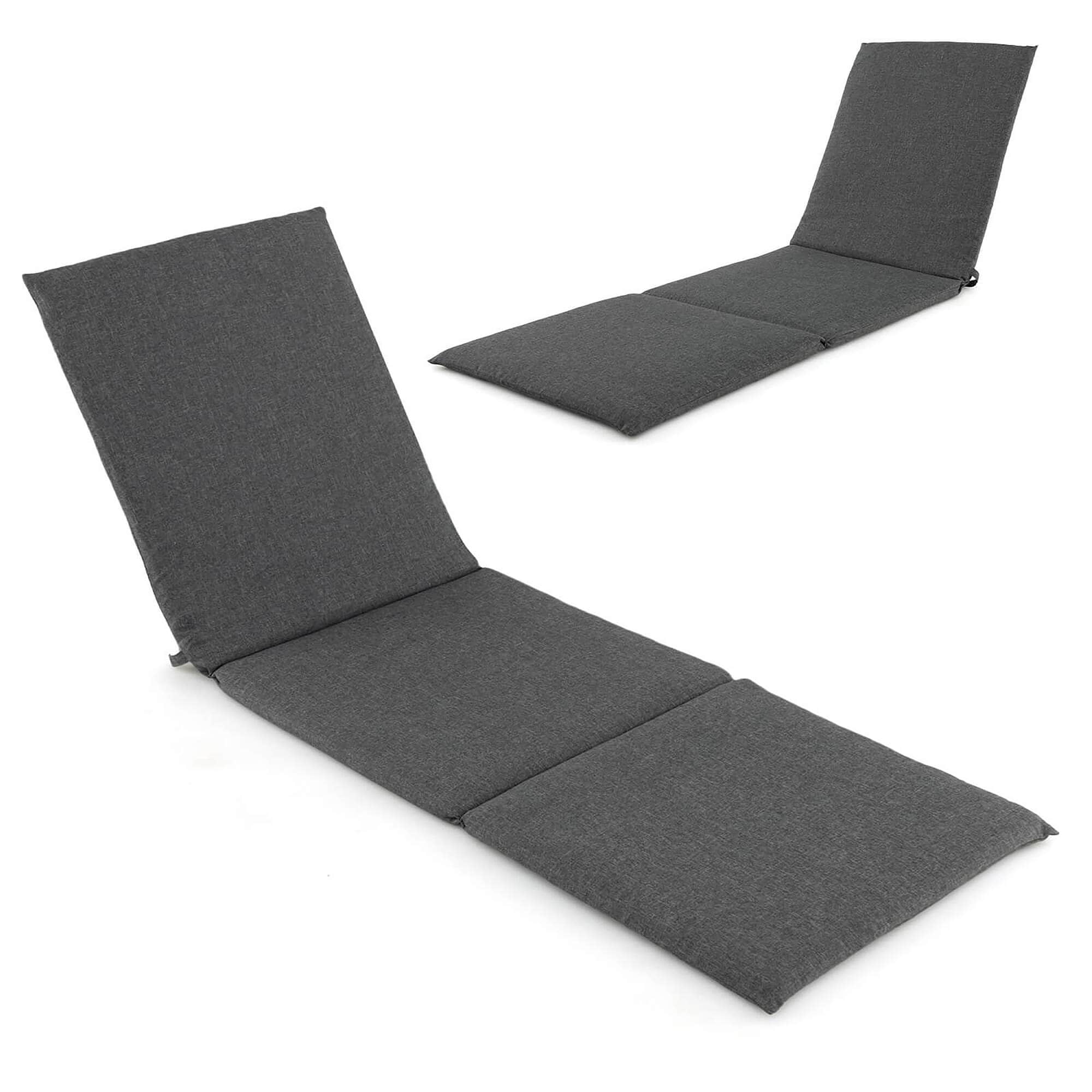 Costway HCST04559 45.5-in x 23-in 2 -Piece Dark Gray Patio chaise lounge chair cushion