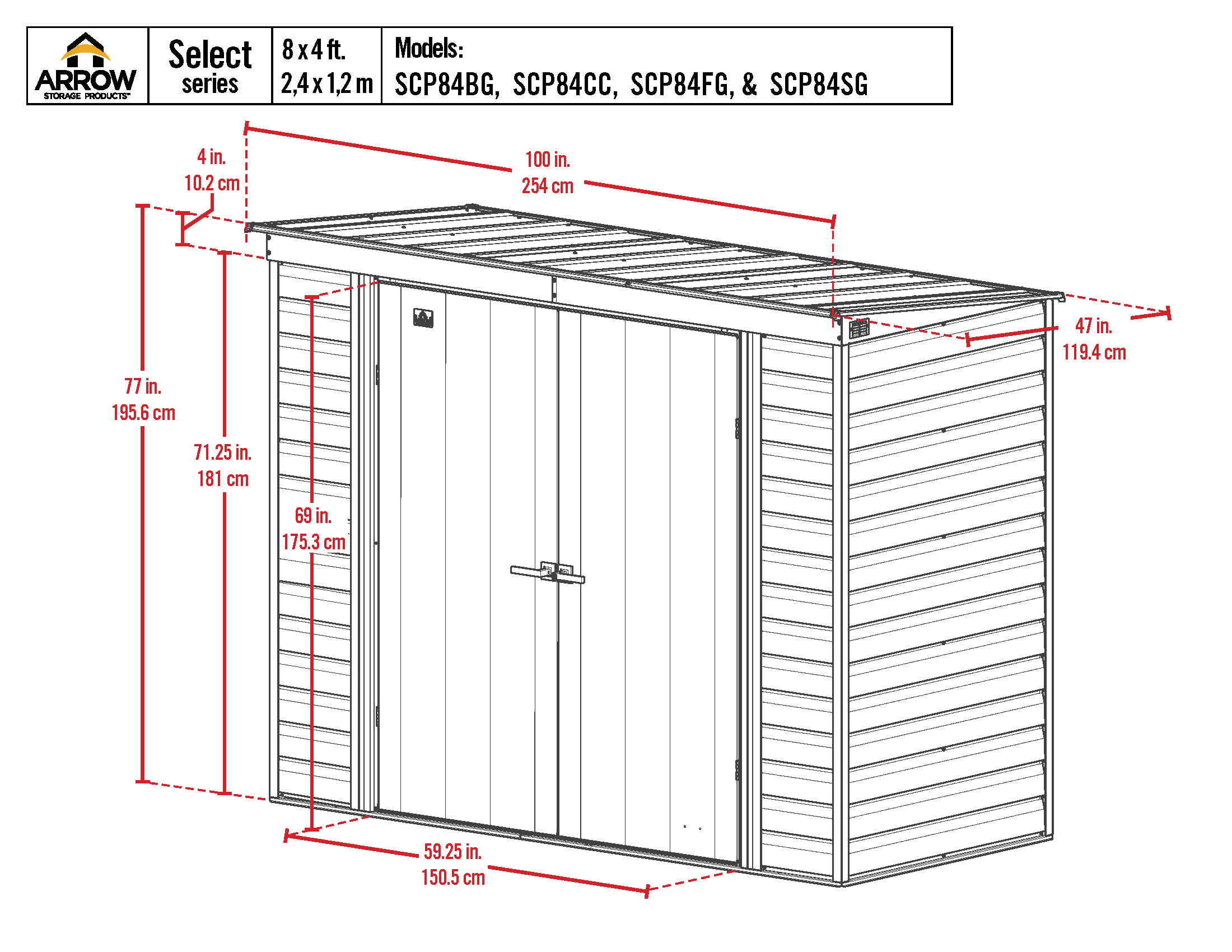 Arrow SCP84SG Metal-Storage-Buildings-Sheds - View #3