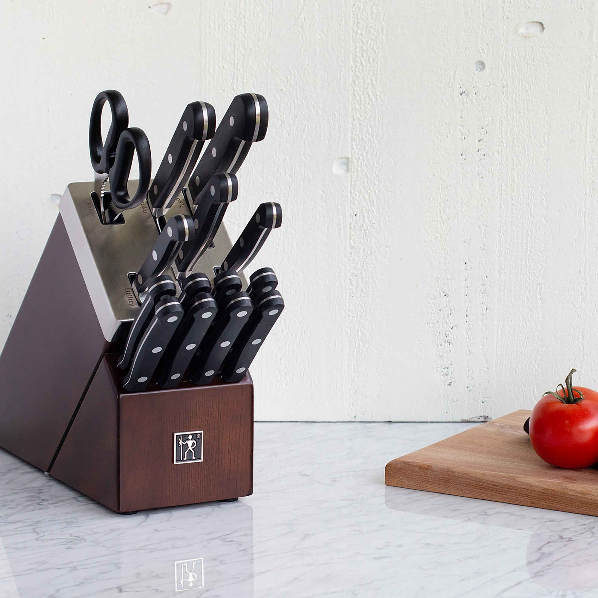 Henckels Classic 15-Piece Self-Sharpening Knife Block Set with Ash Wood Base