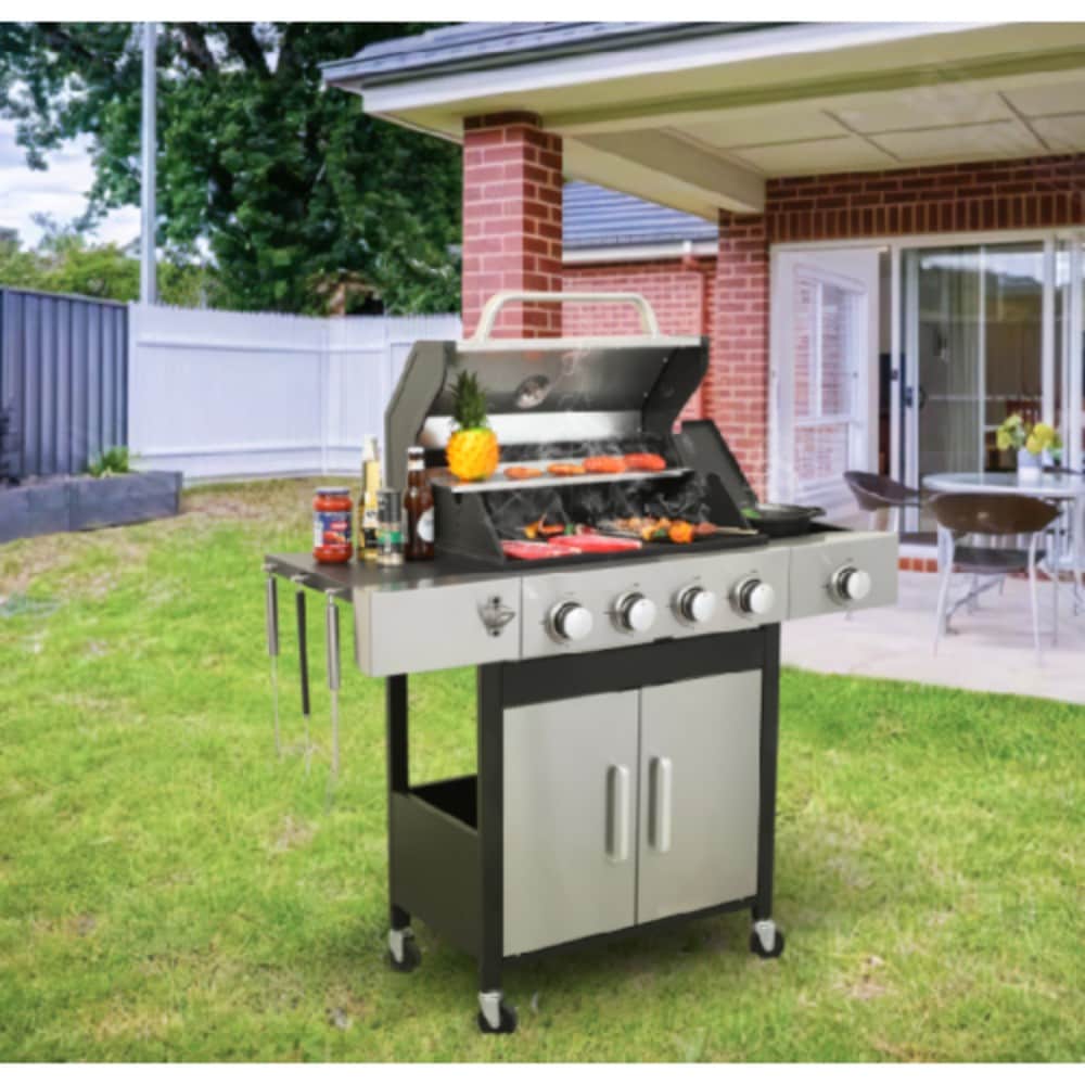 Poly furniture W2938P208384 Gas Gills Black Silver 4.01 -Burner Liquid Propane Gas Grill