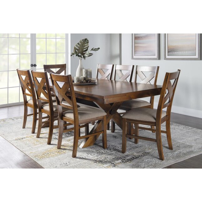 Powell Kraven Dark Hazelnut Traditional, Dining Room Table And Chairs Seats 8