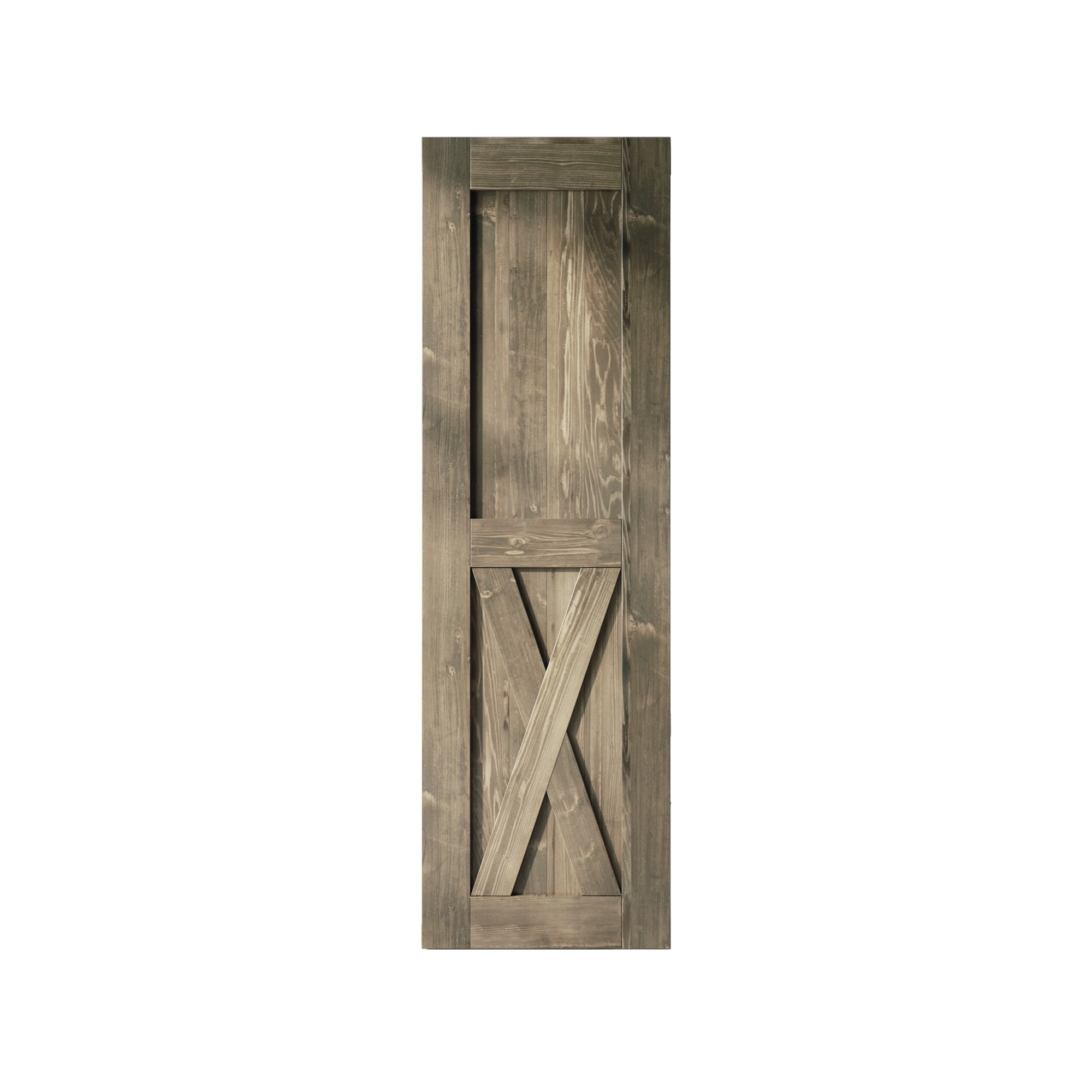 HOMACER 2884-X-GRAY 28-in x 84-in Classic Gray Prefinished X-frame Pine Wood Solid core Single Barn Door (Hardware Not Included)