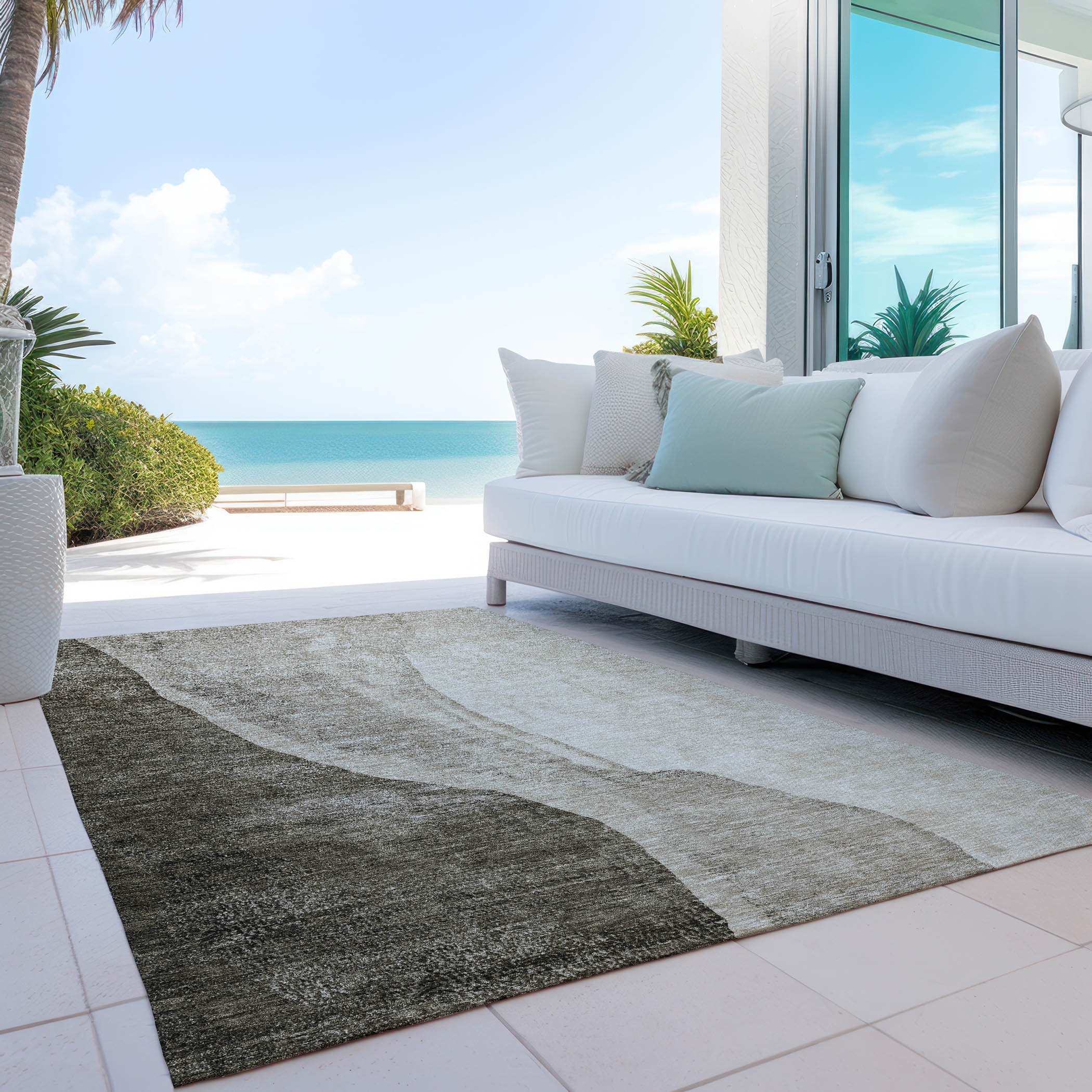 Taupe Abstract Flat Woven Synthetic 8' x 10' Area Rug