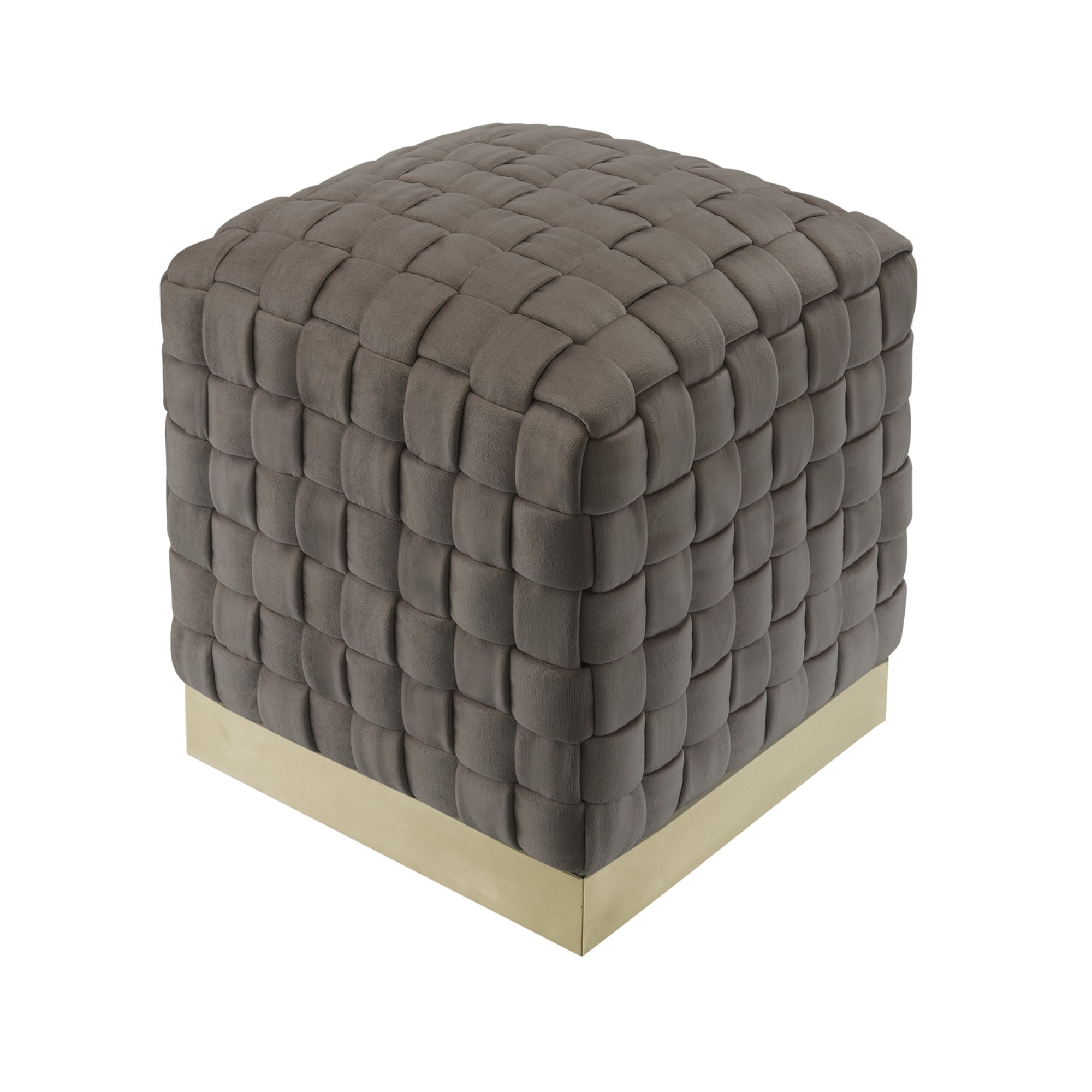 Nicole Miller NON129-02TP-LS Diamond Modern Taupe/Gold Velvet Ottoman