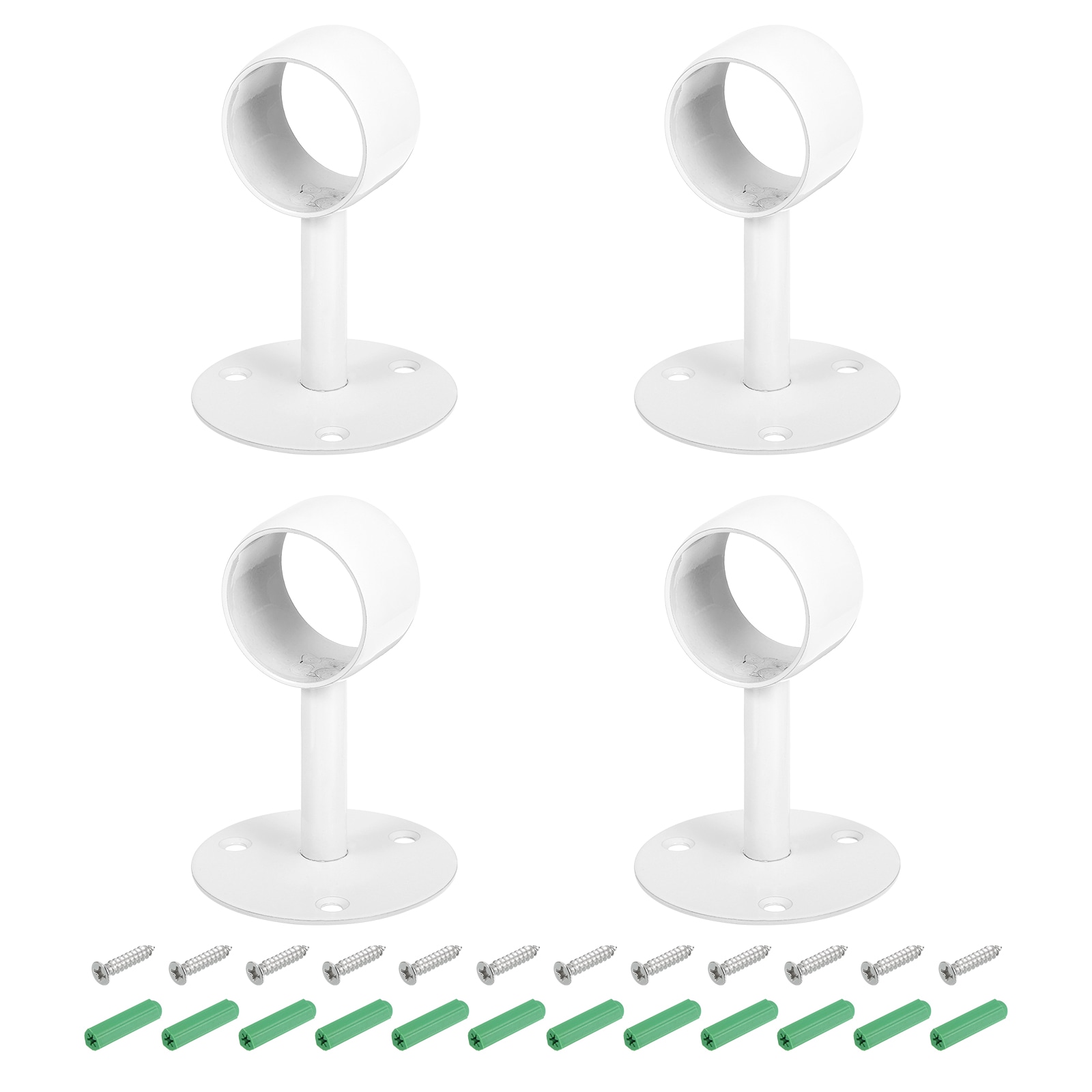 Unique Bargains 4Pcs 1.5 Inch Curtain Rod Holder Ceiling Mount Pipe Flange Socket Stainless Steel Closet Rod Bracket with Screws White