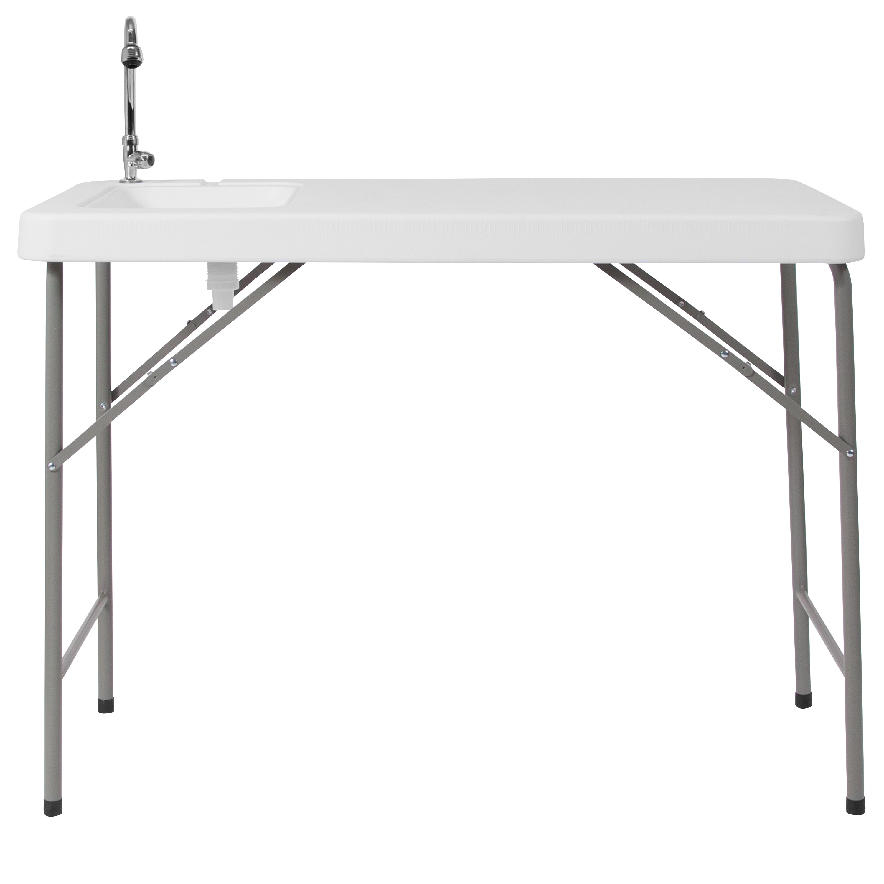 Gray Metal Folding Fish Cleaning Table with Sink, 45"