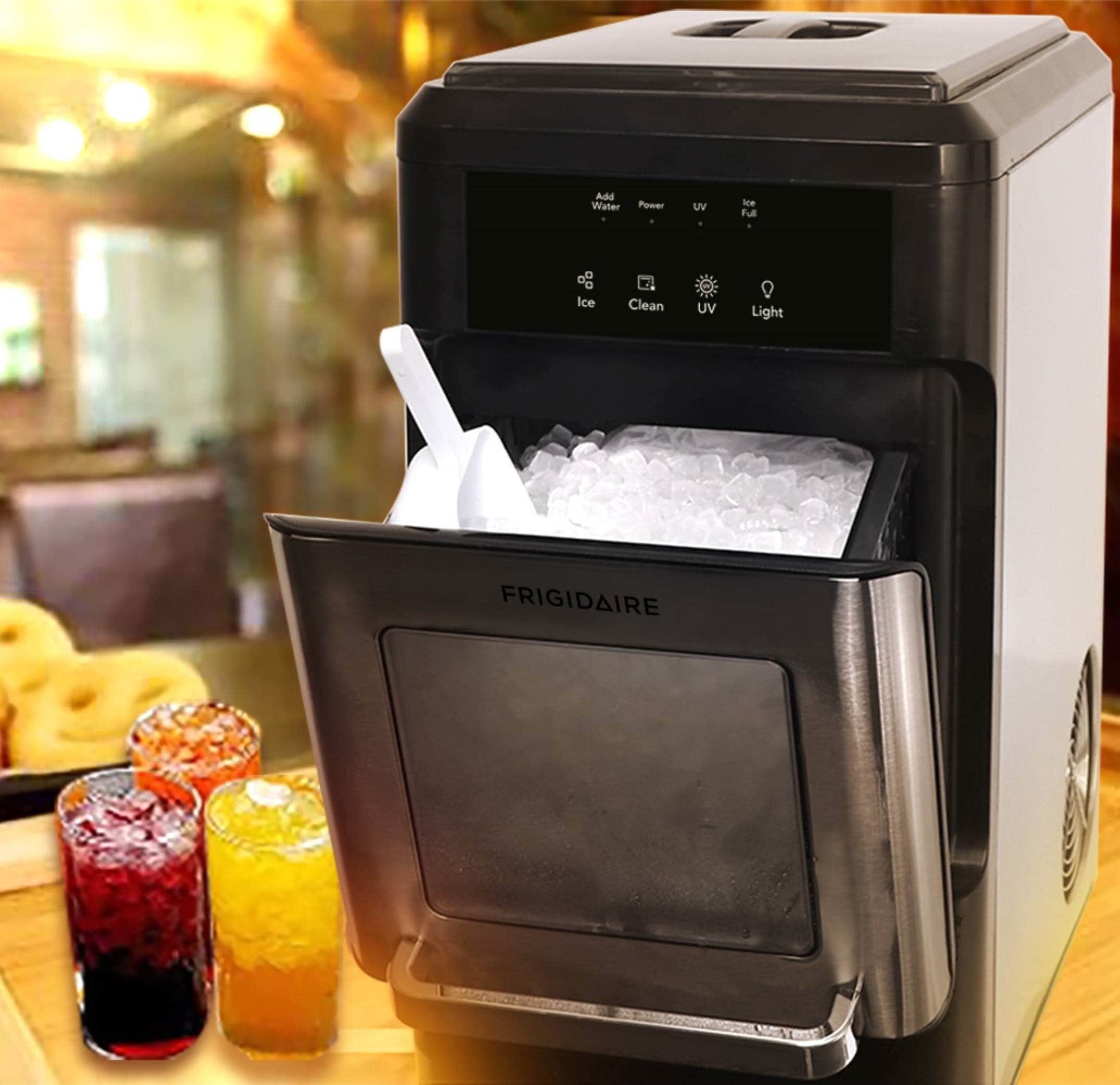 Nugget Ice Maker Countertop, Crushed Chewable Ice Maker Machine with  Self-Cleaning, 44Lbs Ice Per Day/Timer, Stainless Steel Ice Maker for