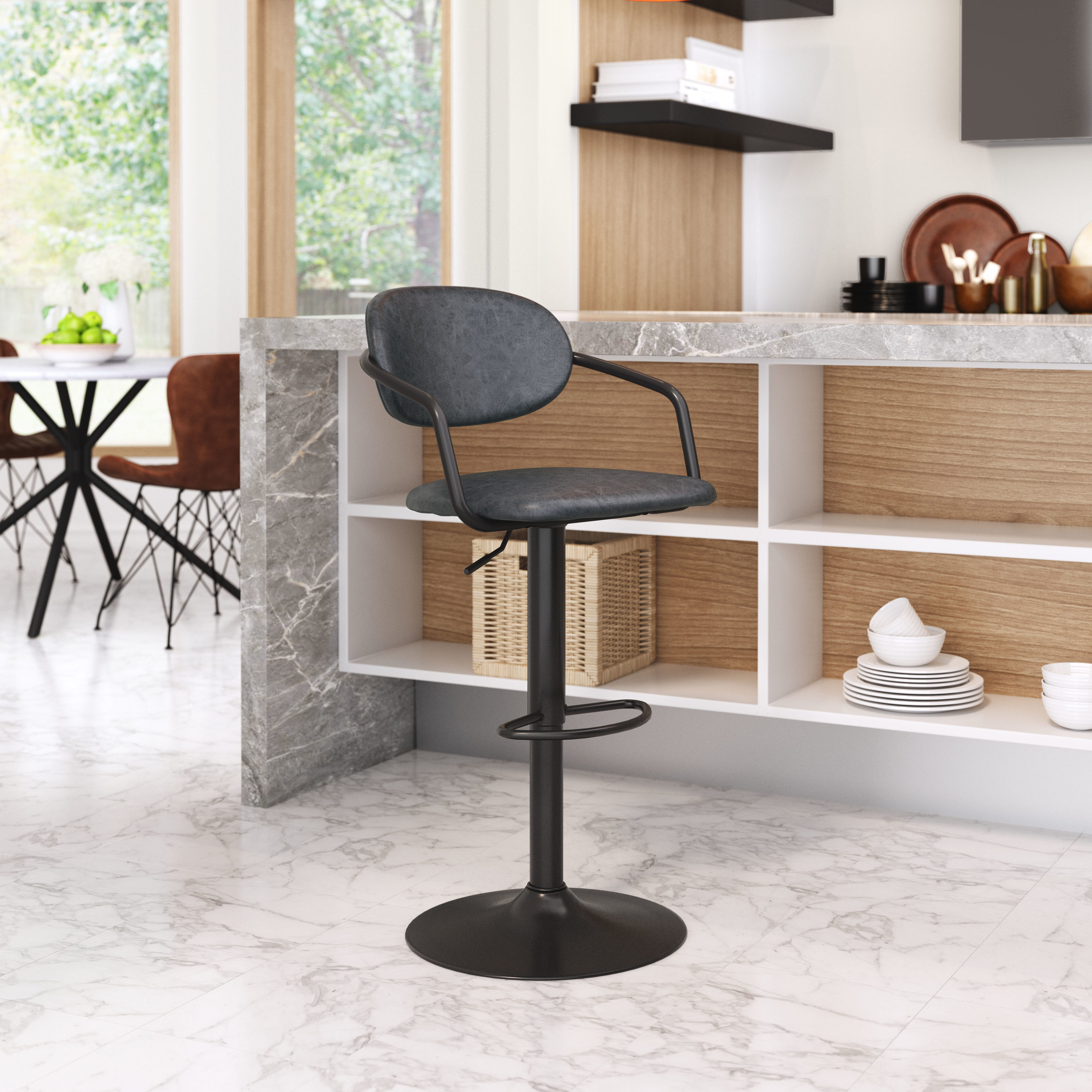 Gas lift bar discount stool black base