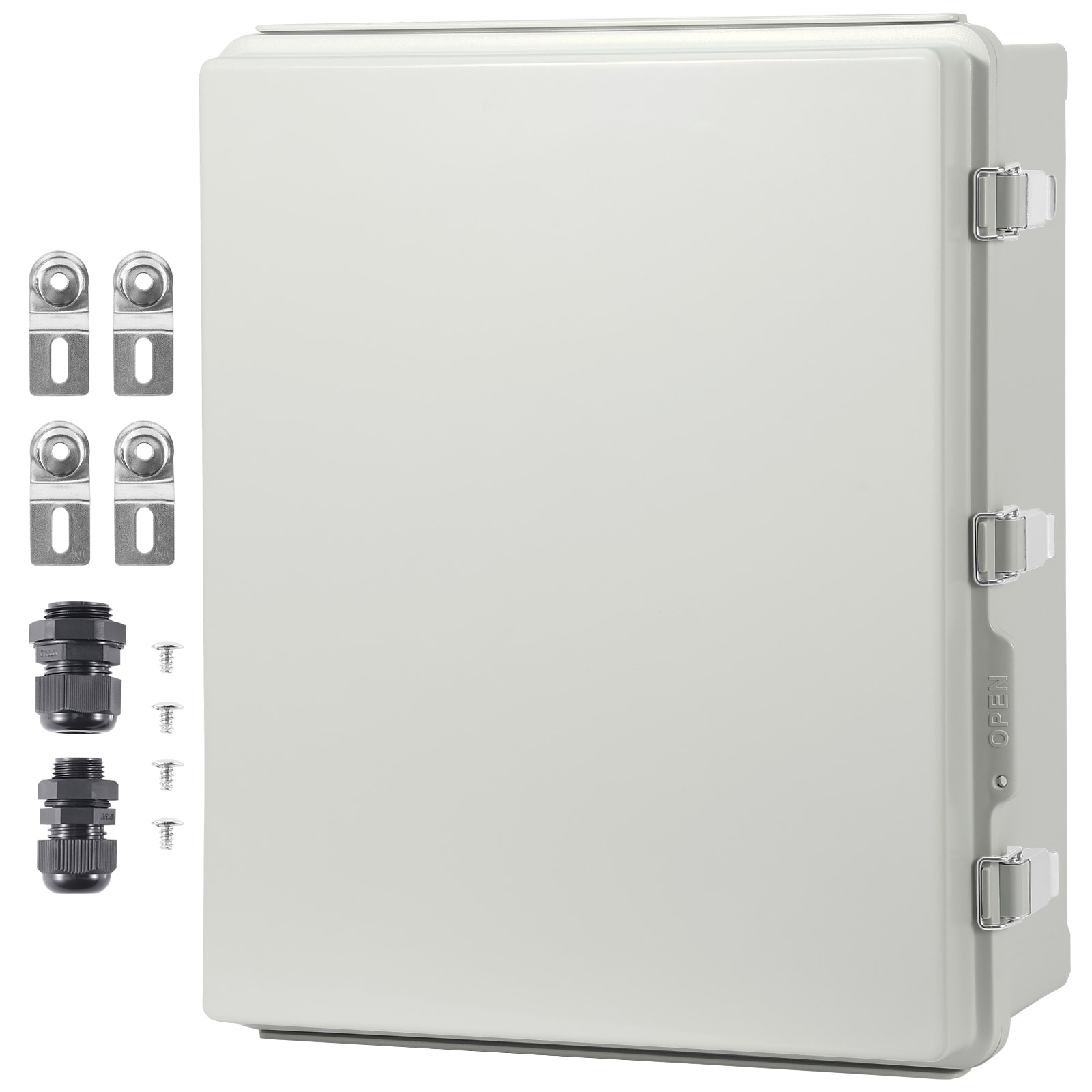 VEVOR SCSLJXHABS2005400V0 Outdoor Electrical Junction Box  20.87 x 16.92 x 7.87 in  ABS Plastic Electrical Enclosure Box with Hinged Cover Stainless Steel Latch  IP67 Dustproof Waterproof for Outdoor Electrical Projects