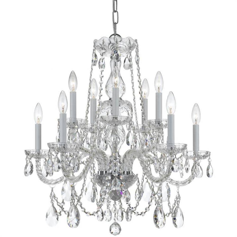 Crystorama 1130-CH-CL-SAQ Traditional Crystal 10 -Light Polished Chrome Traditional Crystal For Use in Bedrooms, Dining Rooms, Foyers, Kitchens, Living Rooms Chandelier
