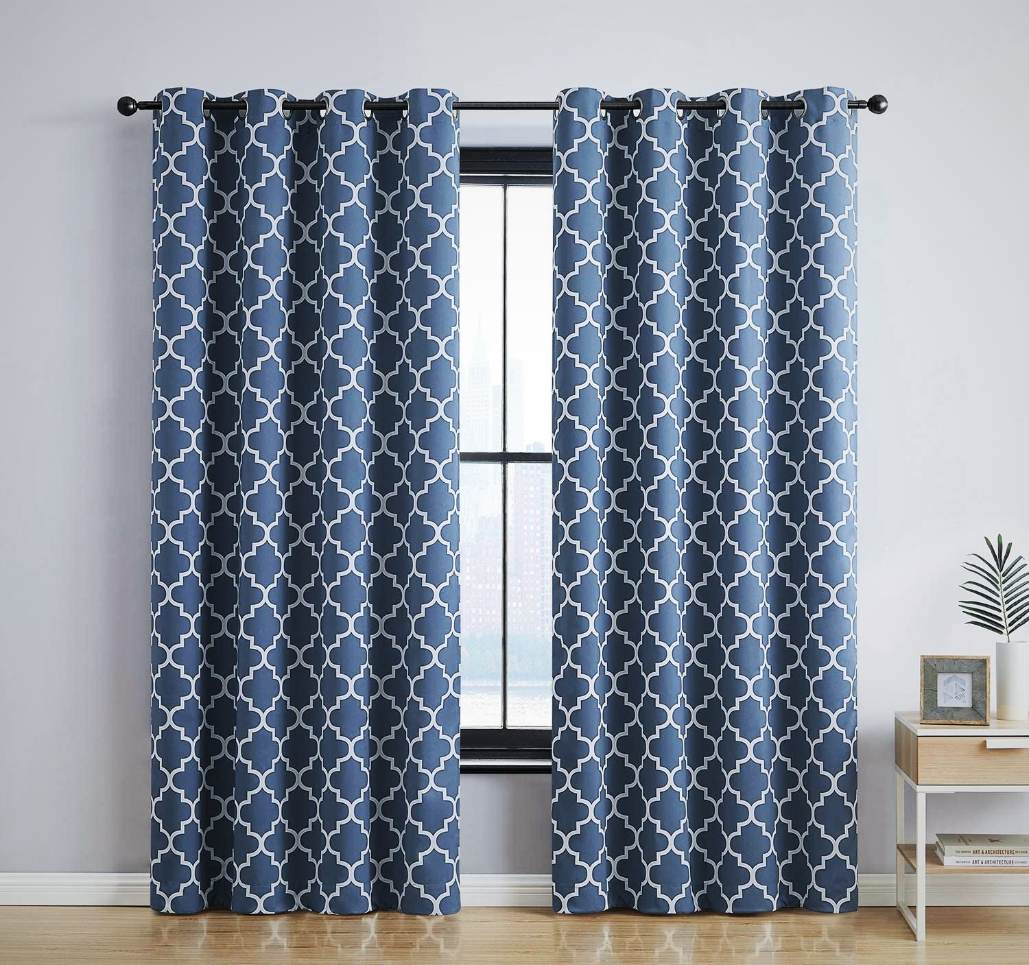 HLC -  Lattice Print Decorative Blackout Thermal Insulated Privacy Room Darkening Grommet Window ...