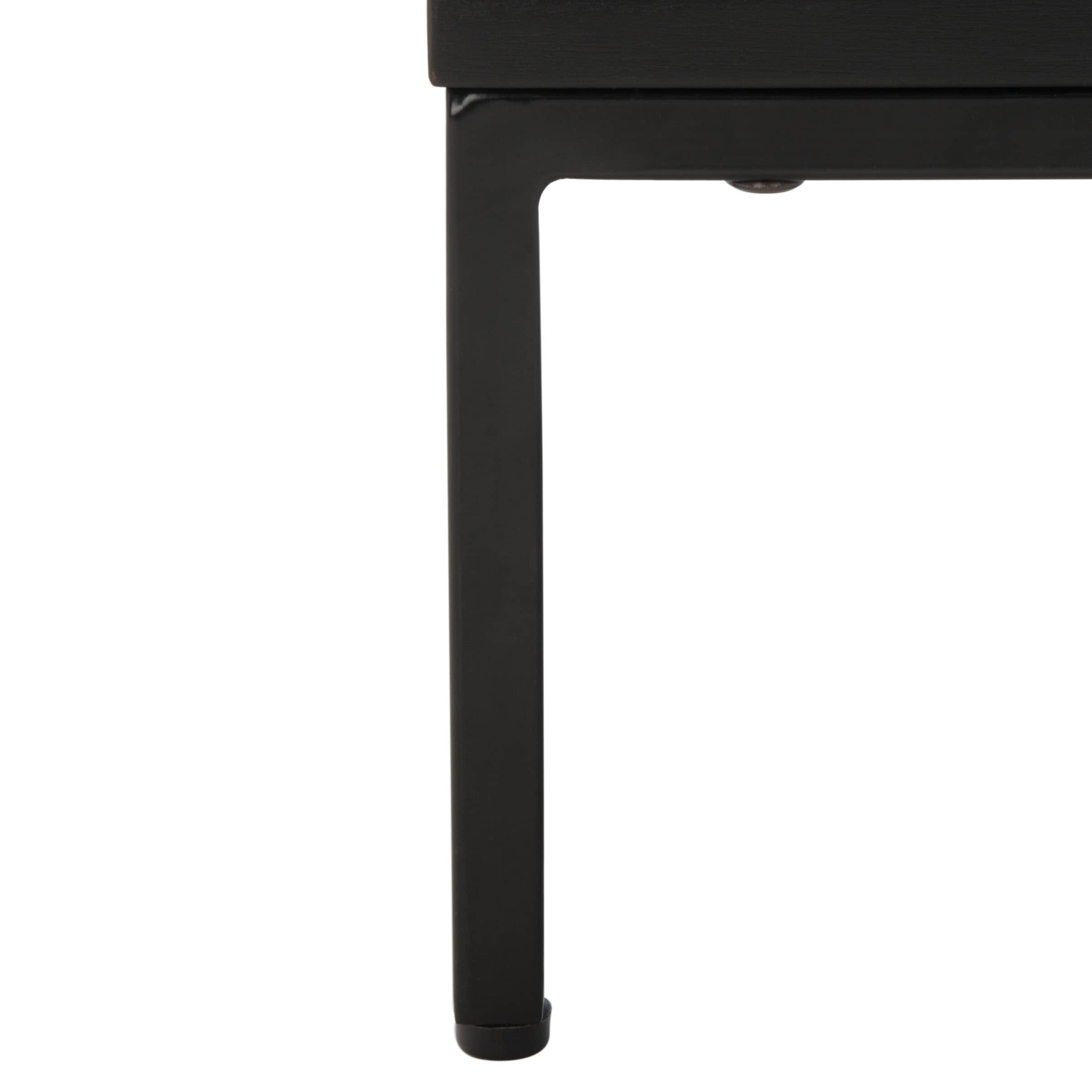 Zadie Black 2-Drawer Rattan Nightstand with Iron Legs