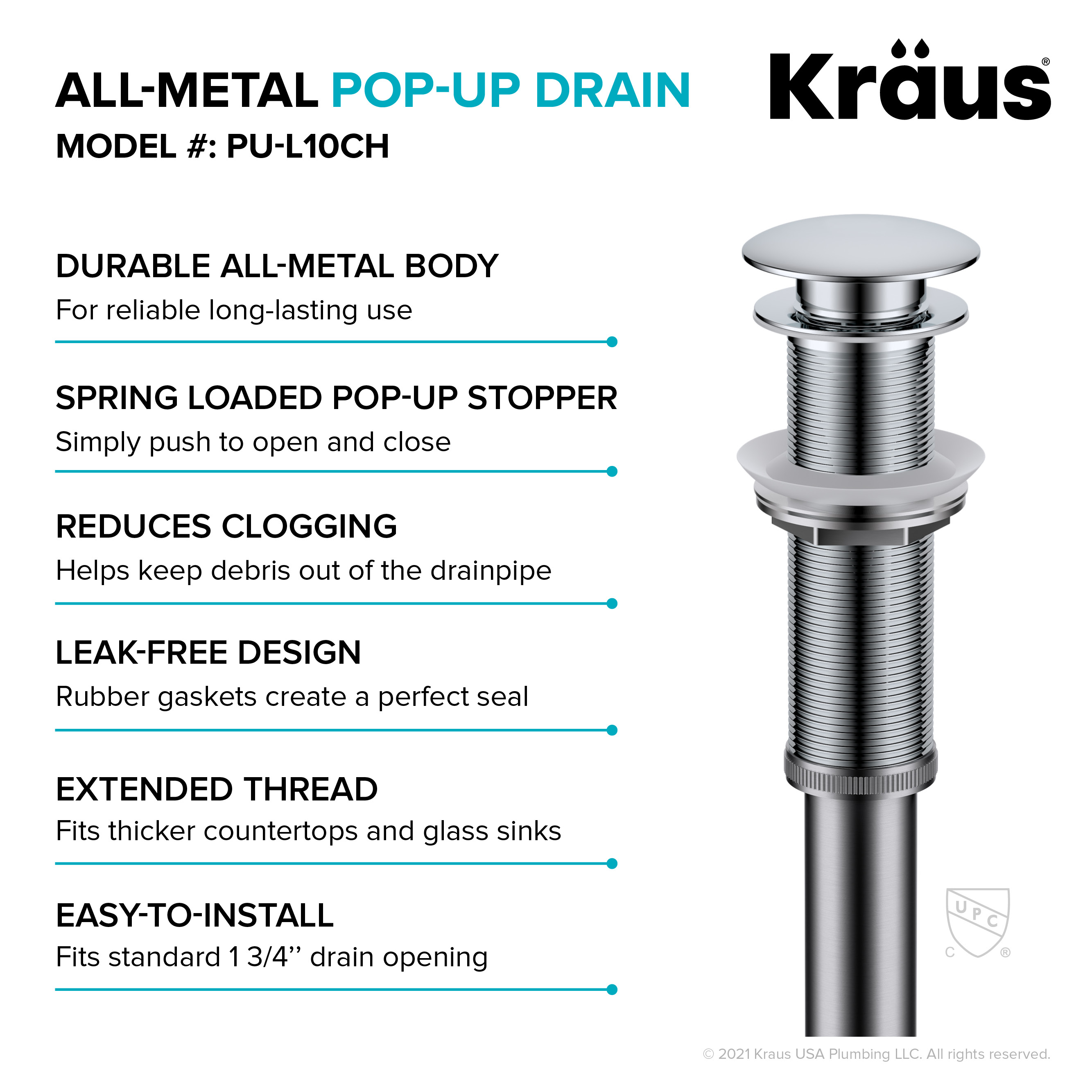 Kraus PU-L10CH Popup-Drains-Accessories - View #4