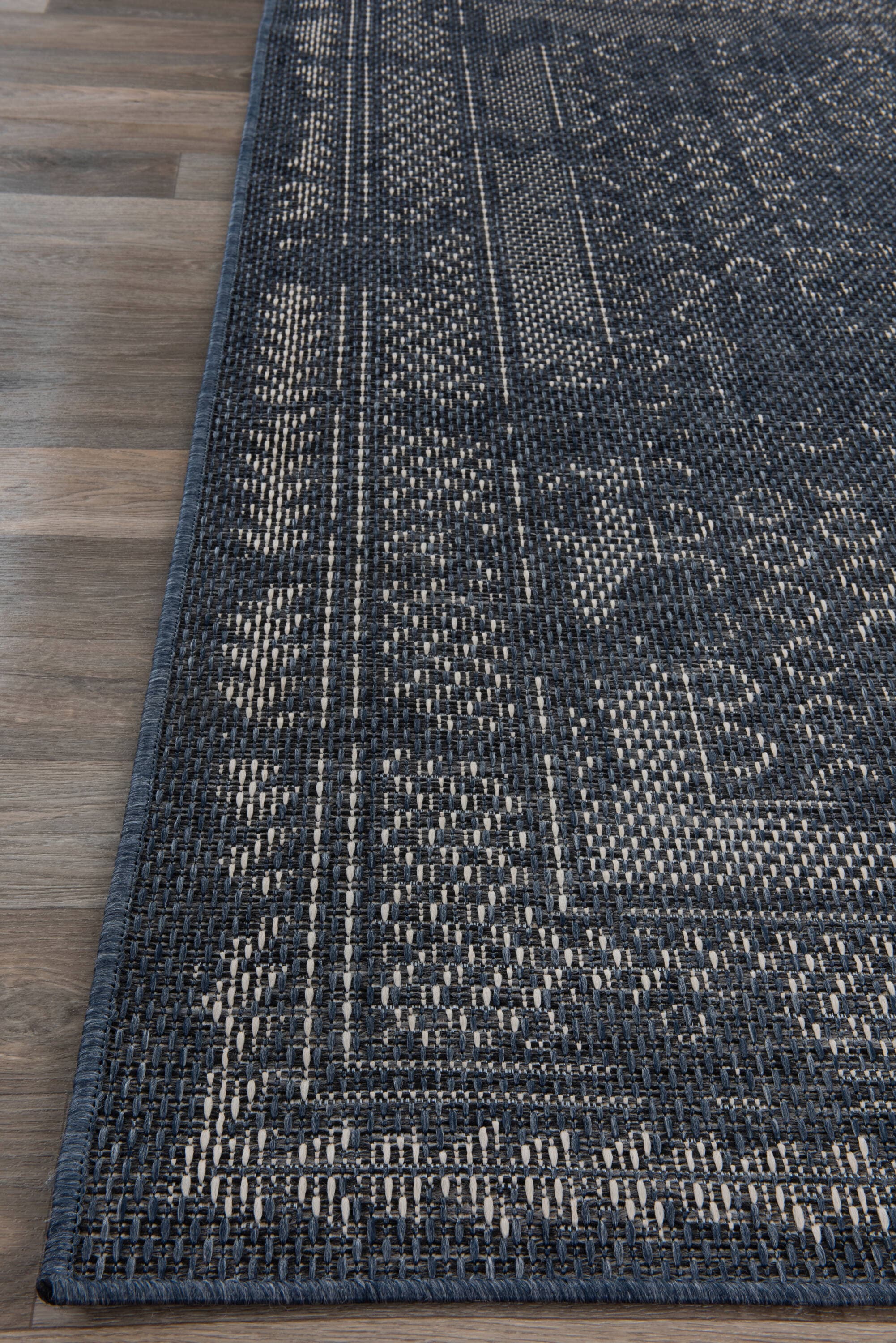 Blue Geometric Synthetic Flat Woven 5' x 7' Area Rug