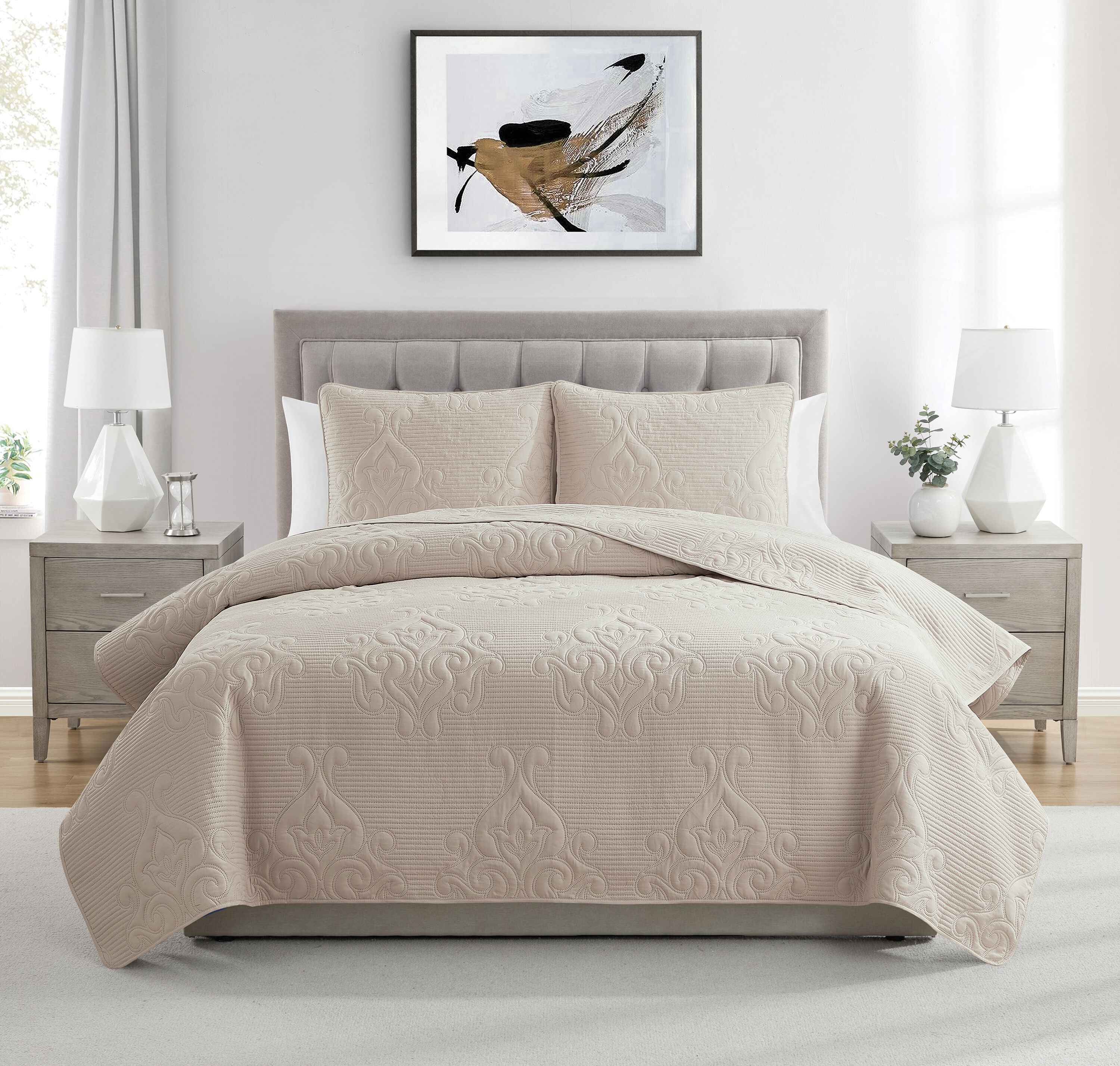 VCNY Home Sea Shells 3PC Qlt  Taupe F/Q