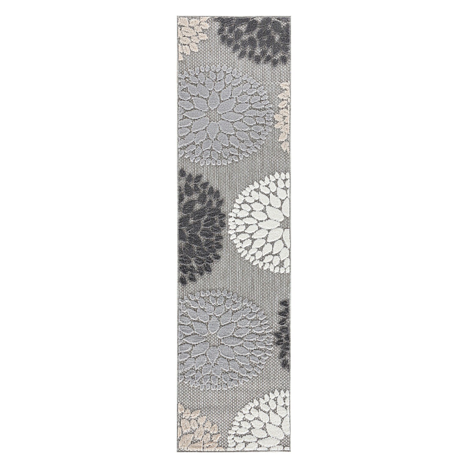 World Rug Gallery 5565GRAY2X7 2 x 7 (ft) Loomed Polypropylene Gray Rectangular Indoor/Outdoor Floral/Botanical Runner rug