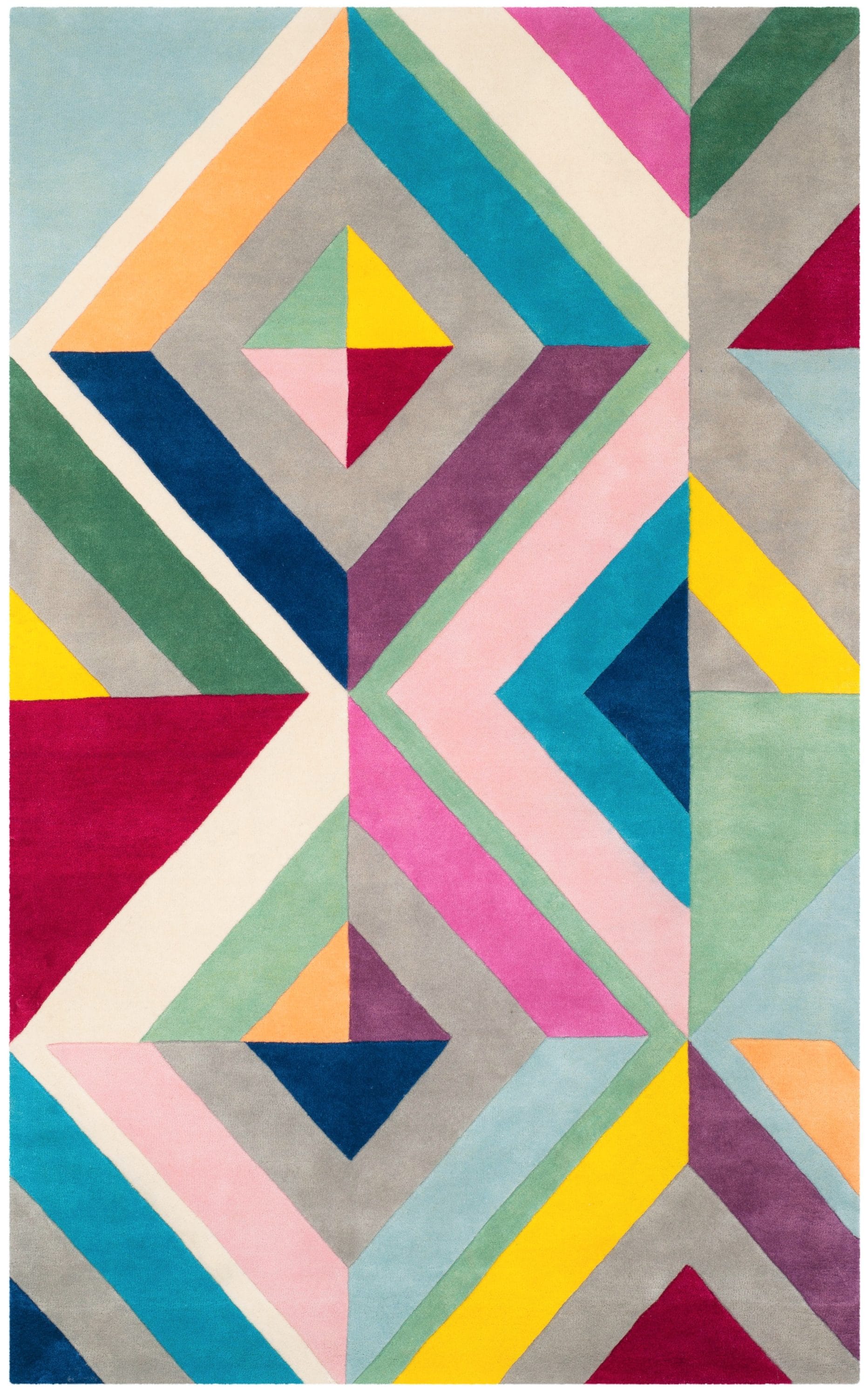 Art Deco Geometric Hand Tufted Wool Rug in Gray - 4' x 6'