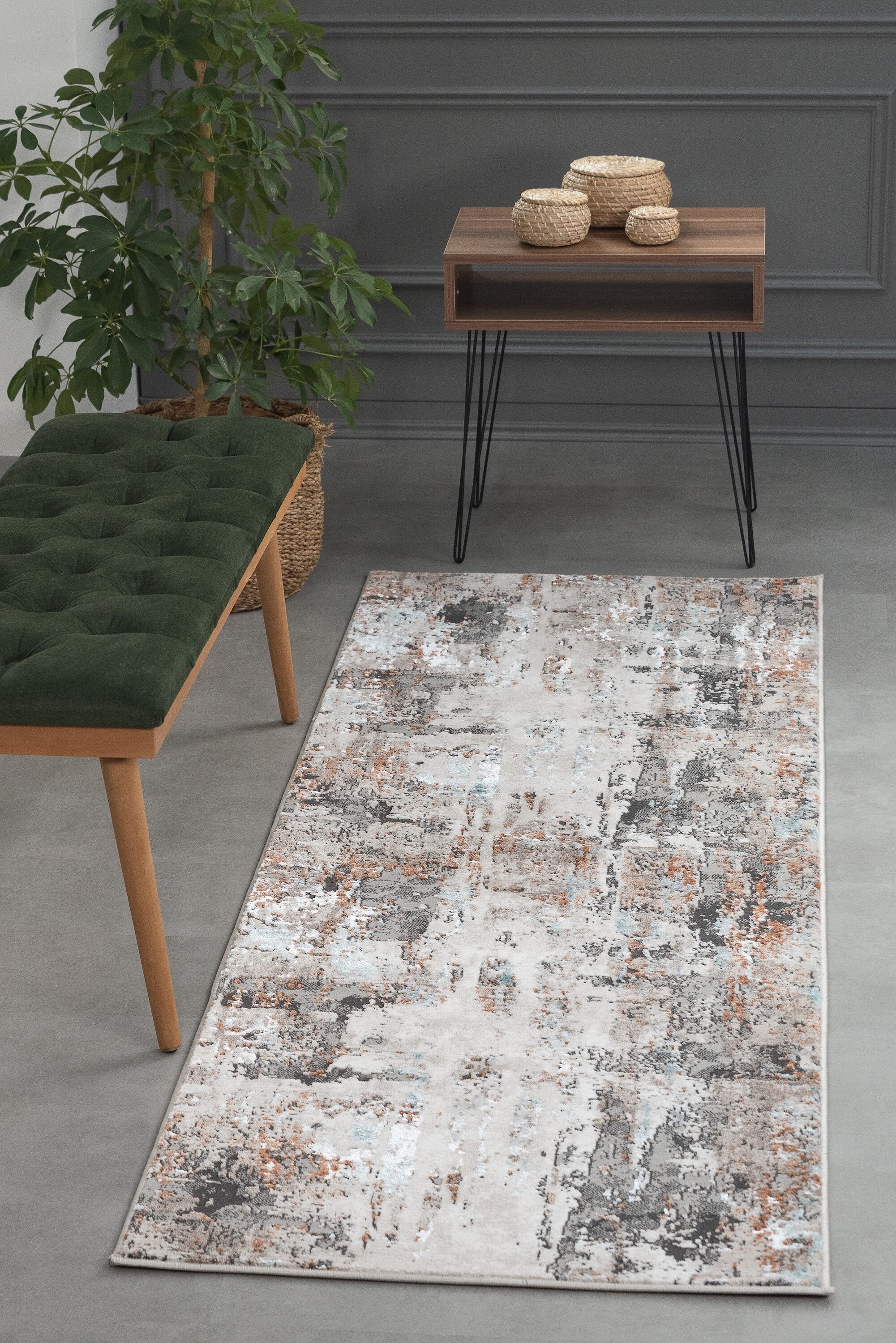 MDA Rugs EC0328 Elpida 2 X 8 (ft) Dark Beige Indoor Abstract Area Rug