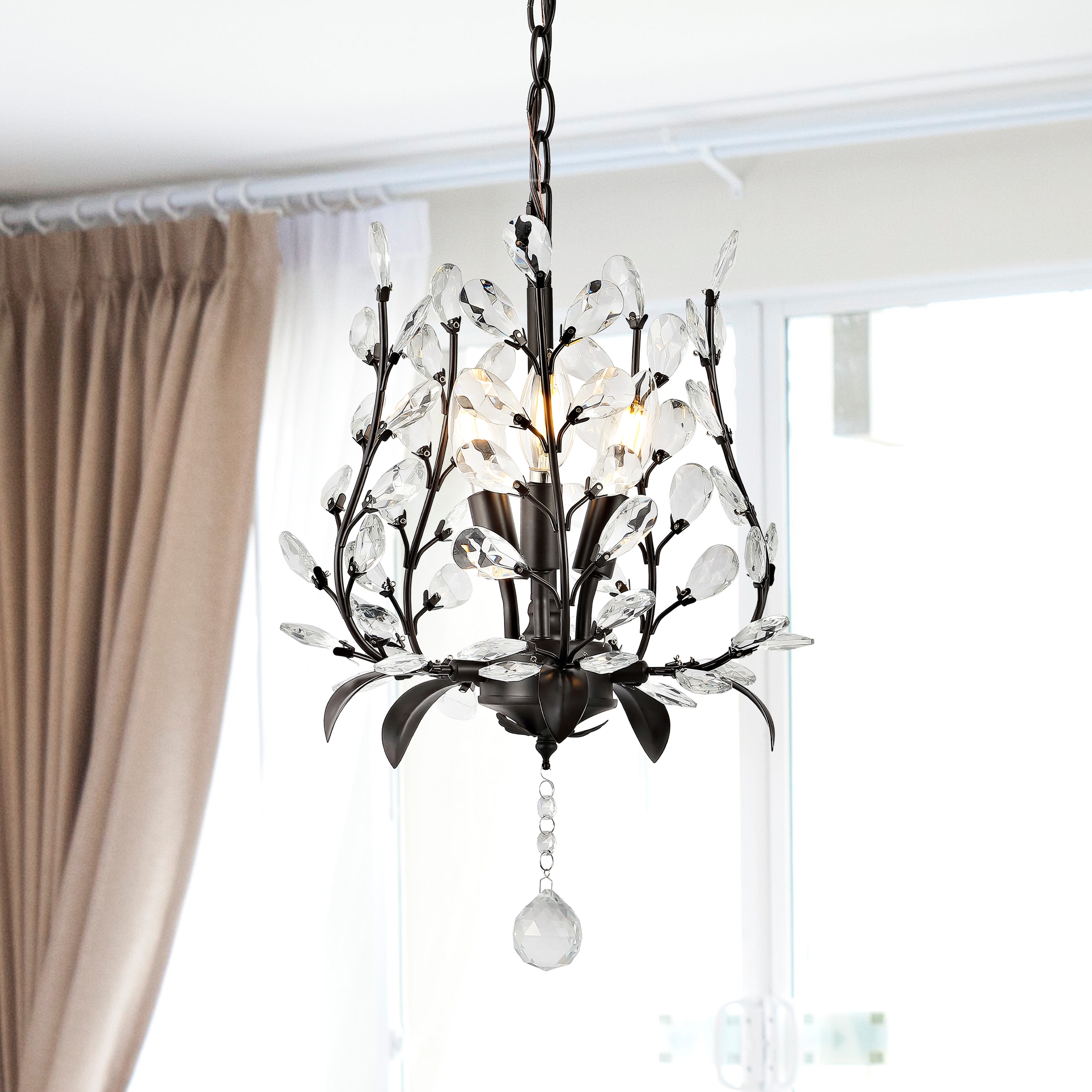 Adoria 12" Oil-Rubbed Bronze Bohemian LED Pendant with Crystal Accents