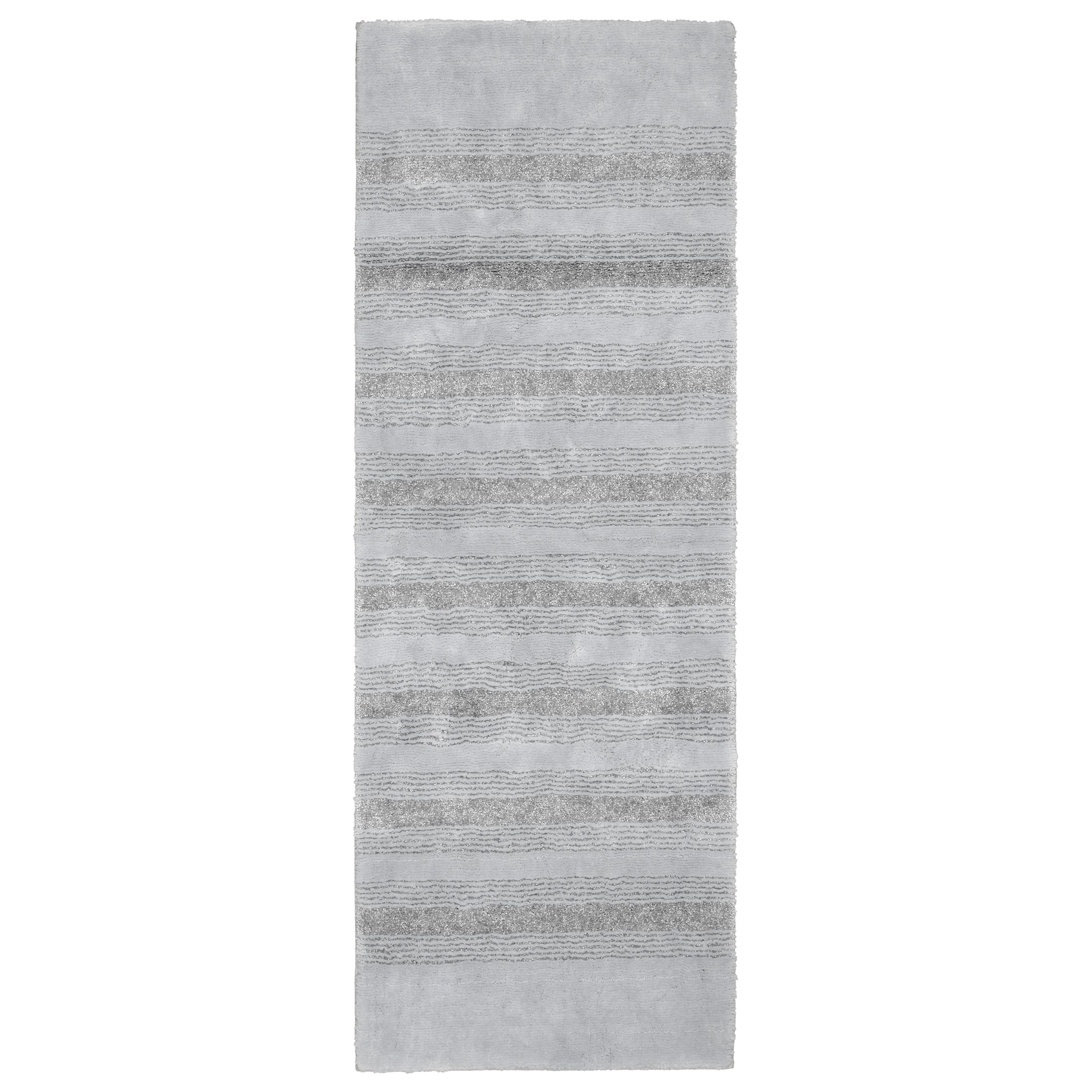 Essence Platinum Gray 22" x 60" Nylon Striped Bathroom Rug Runner