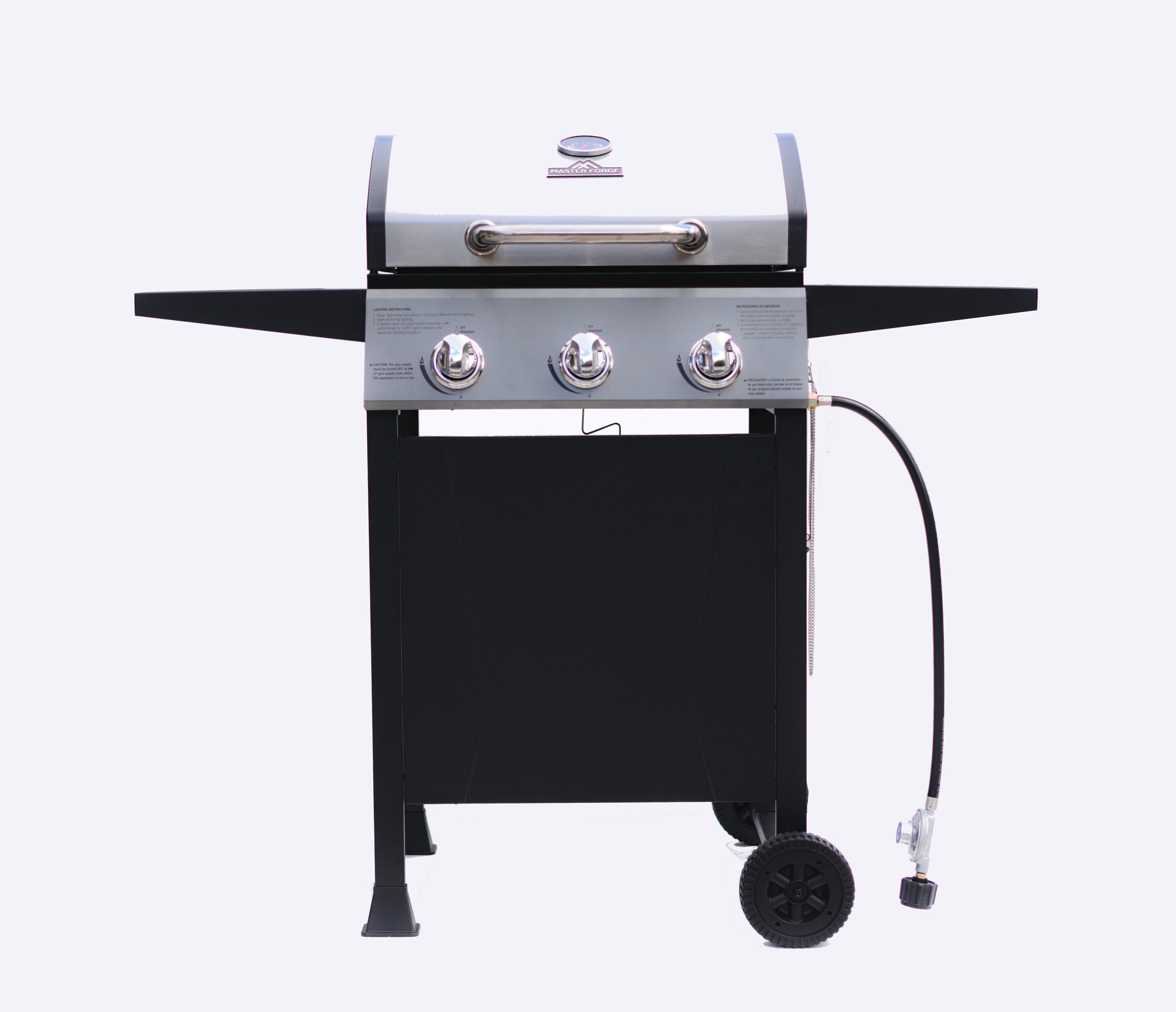 Master Forge Black and Silver Porcelain and Stainless Steel 3 Burner Liquid Propane Gas Grill GBC2432L at Lowes