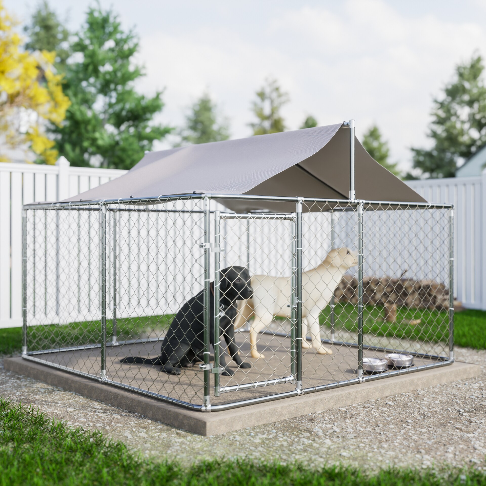 Kahomvis Xx-large (91+-lb) Wire Dog Kennel Roof Outdoor (7.5-ft L x 7.5-ft W x 5.4-ft H)