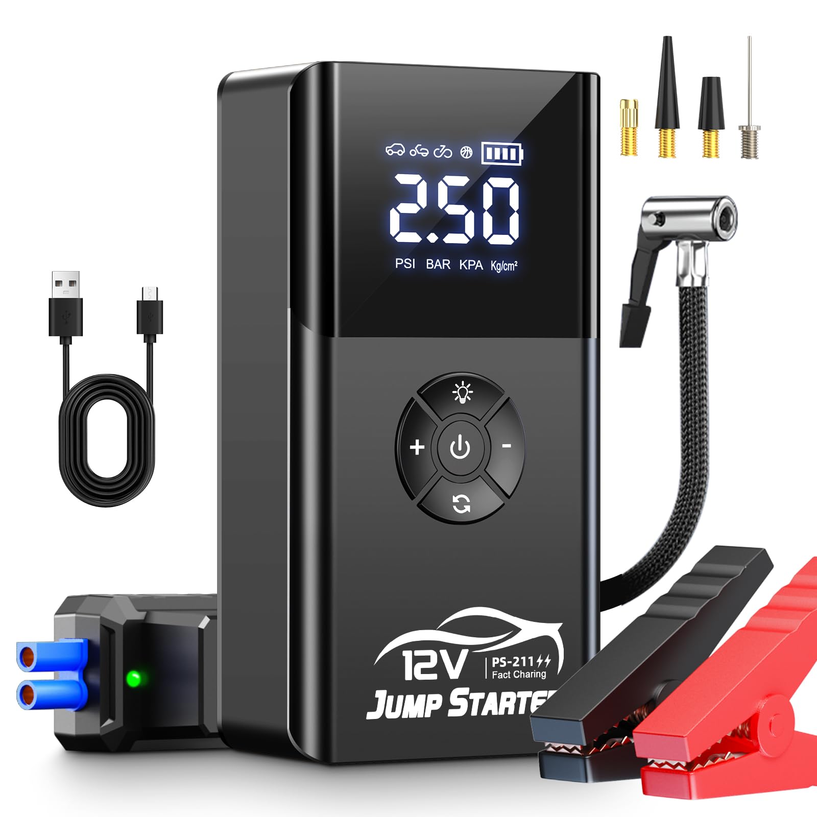 CYIKE Portable Car power cell Jump Starter with Air Compressor 8000A ...