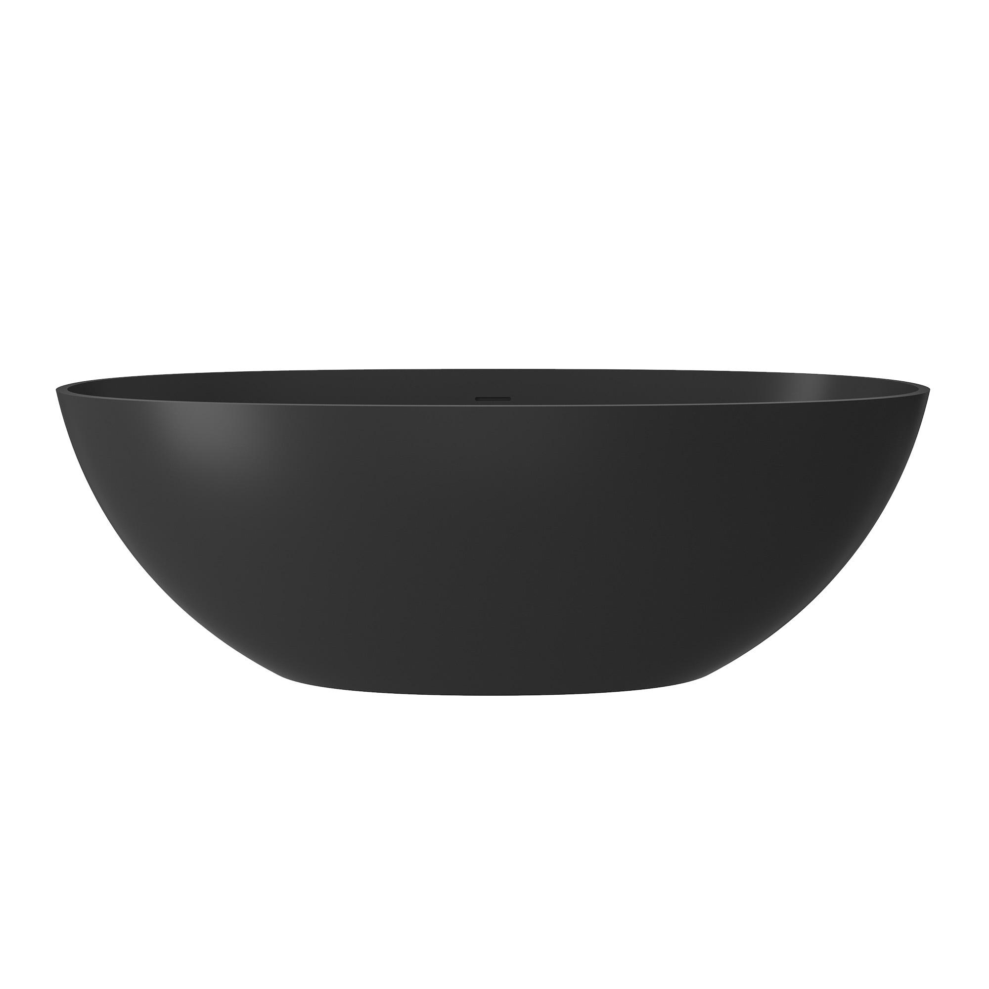 CASAINC CA21S0567 29.53-in x 64.96-in Matte Black Solid Surface Oval Freestanding Soaking Bathtub with Drain ( Center Drain )
