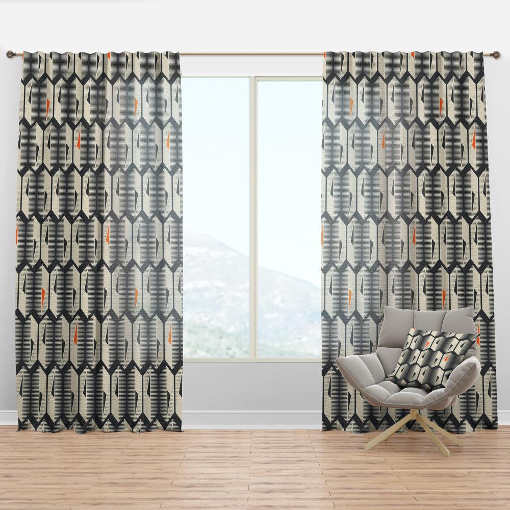Designart CTN24124-52-90 90-Inches Black Geometric Room darkening Thermal lined Rod pocket Single curtain panel