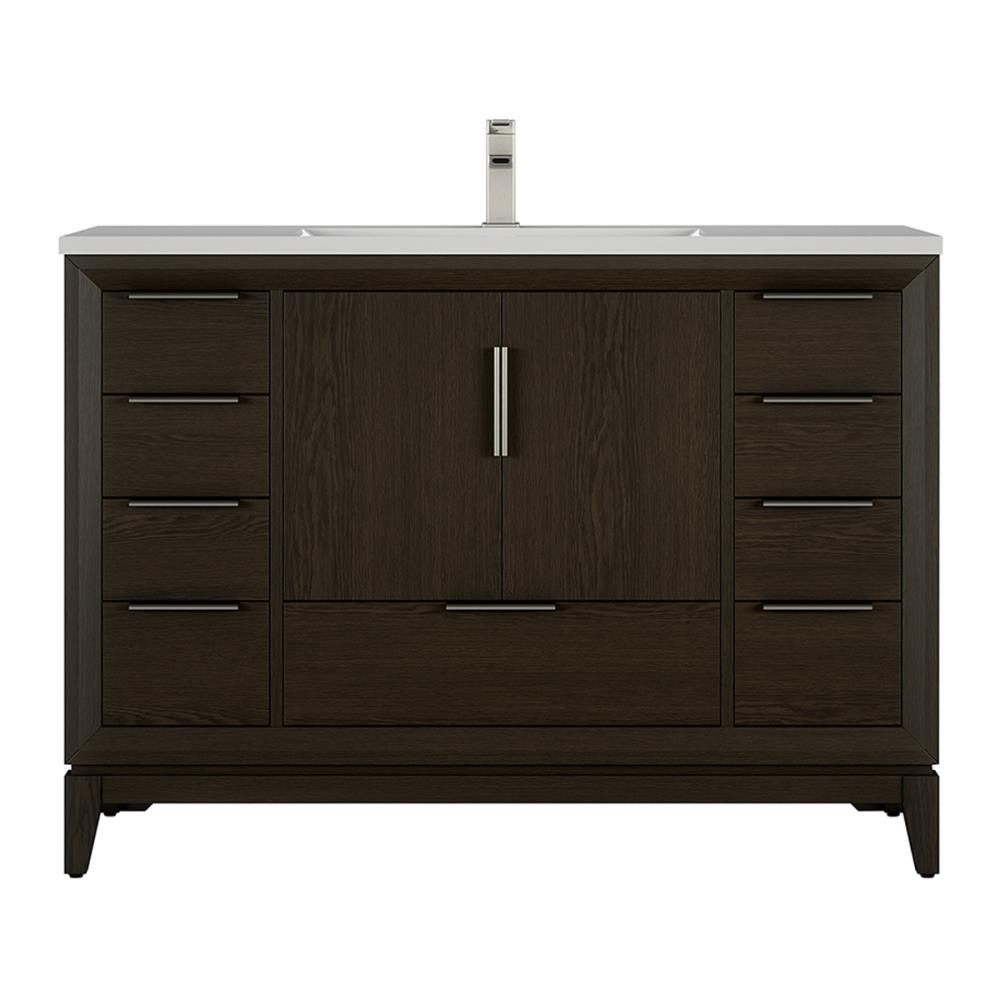 Scott Living Robinson 48-in Coffee Oak Single Sink Bathroom Vanity with White Acrylic Top